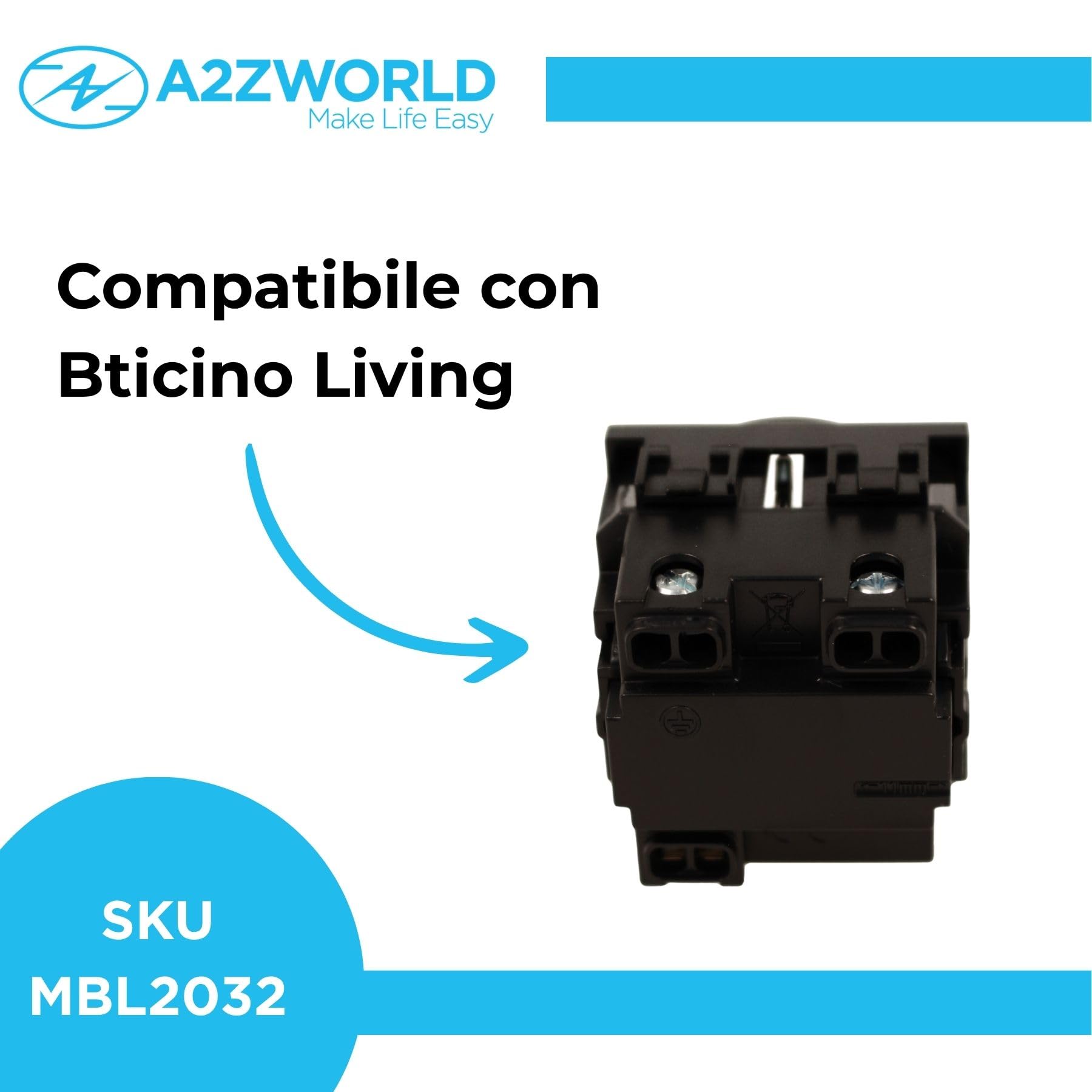 2 Pezzi Presa Schuko 2P+T 16A, Compatibile Con Bticino Living Light (Nero)