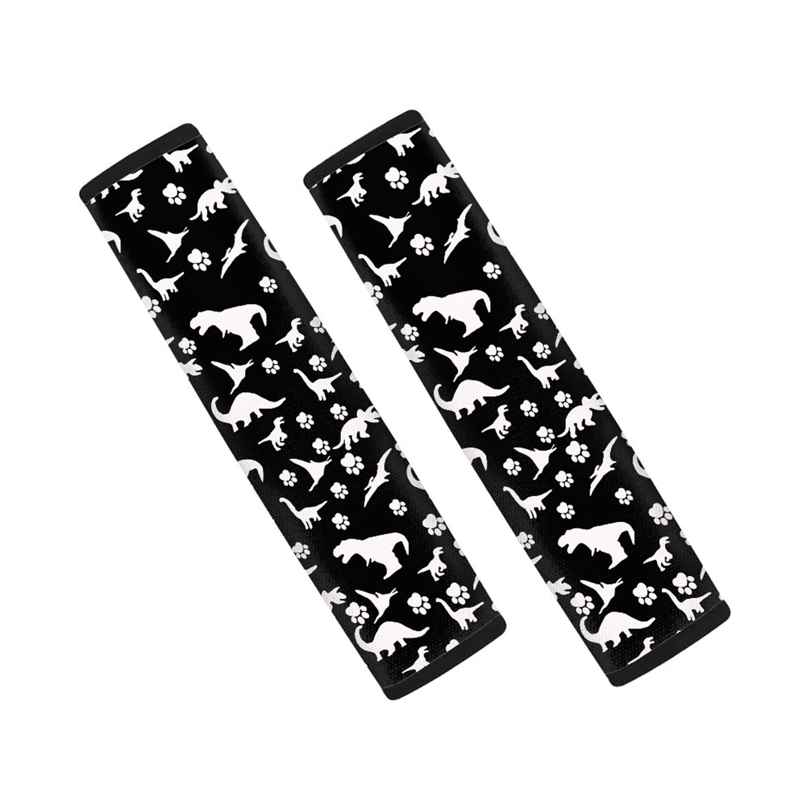 Dolyues Cartoon Dinosaur with Dog Paw Pattern Car Seat Belt Pad Cover for Kids,Harness Pad for Car/Bag,Pram Strap Covers Shoulder and Neck Protect White