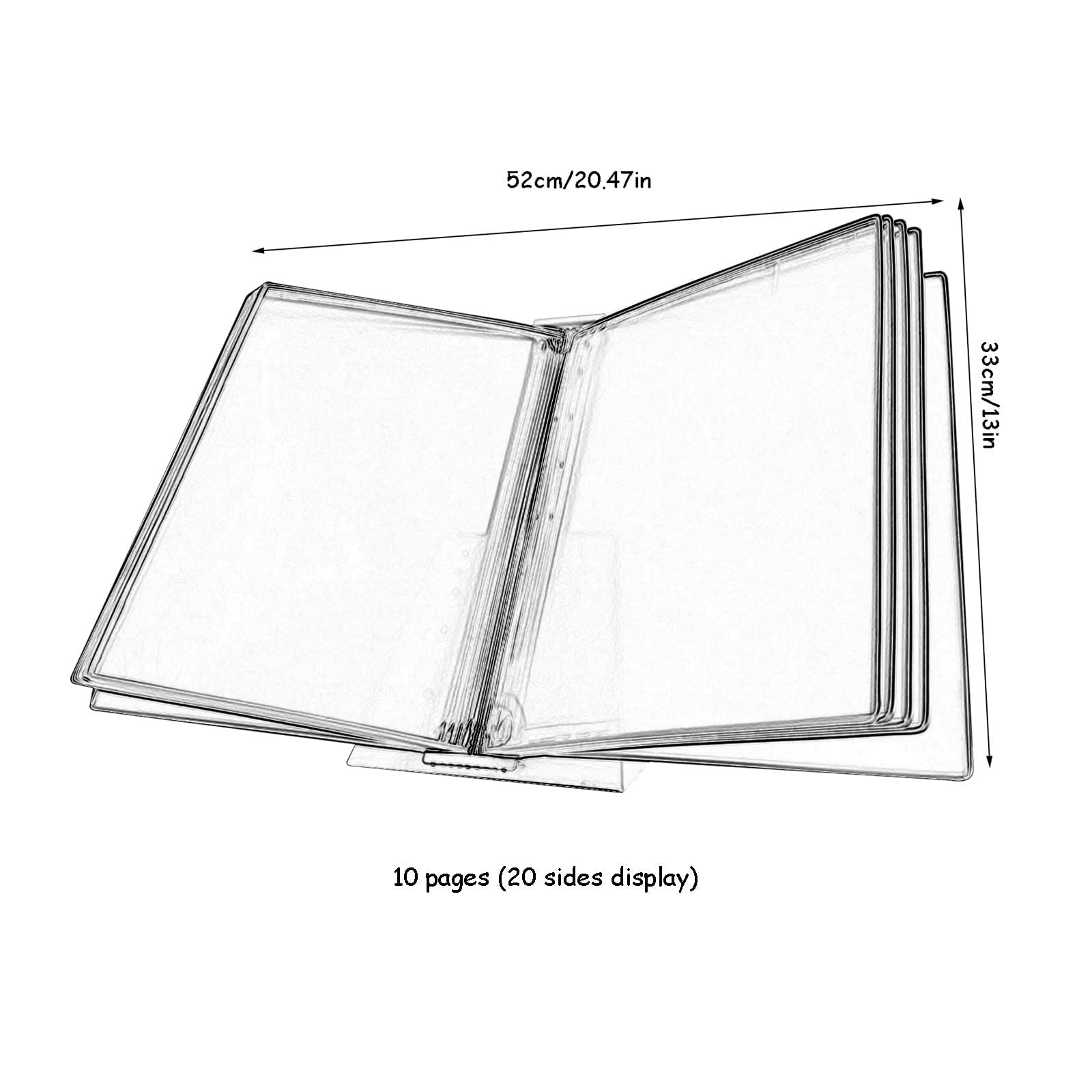 Metalowa teczka na mównicę, 10 kieszeni A4 do konsultacji i prezentacji dokumentów(White)