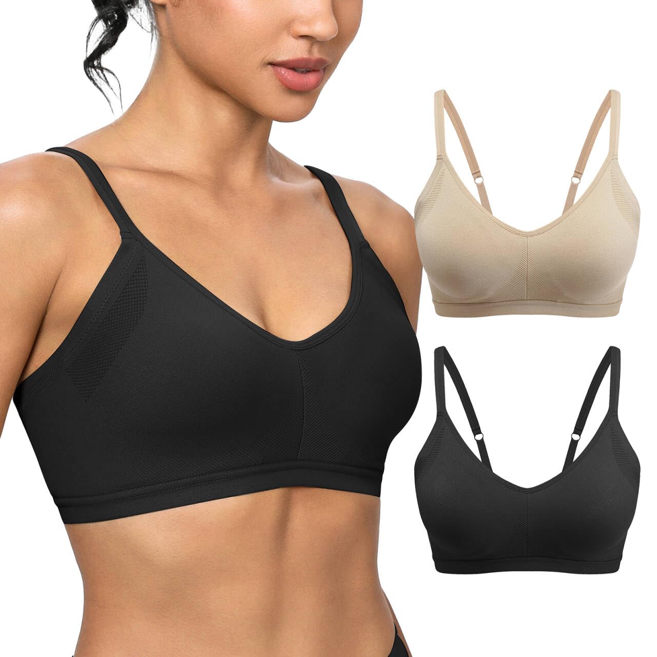 INIBUD Bras for Women Push Up Bralettes Minimizer Seamless Fixed Pads Adjustable Straps No Underwire Wireless