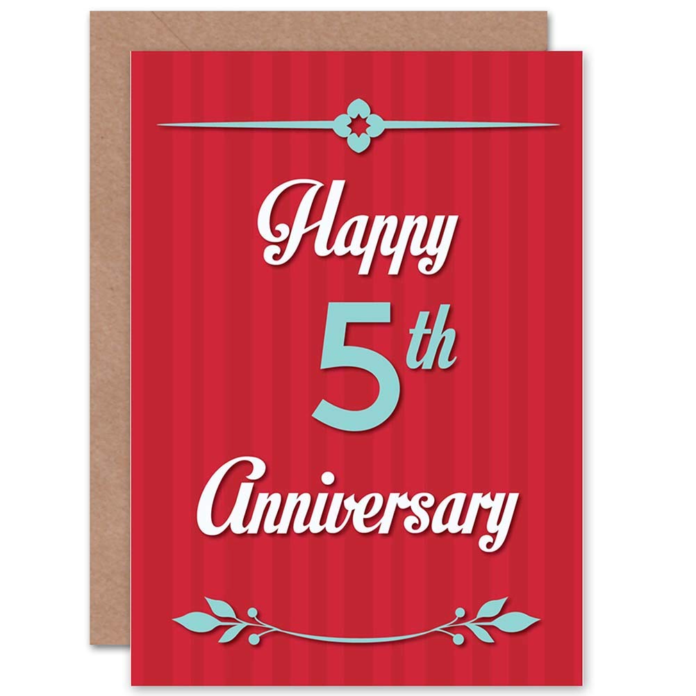 Artery8 - Greeting Card - Happy 5th Anniversary - Red