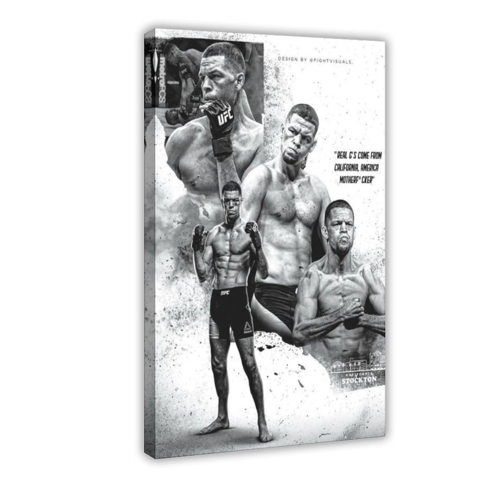 Qgvbgf Nate Diaz Ufc Fighter Wall Dec Canvas Poster Bedroom Decor Landscape Office Room Decor Gift 08X12inch(20X30cm)