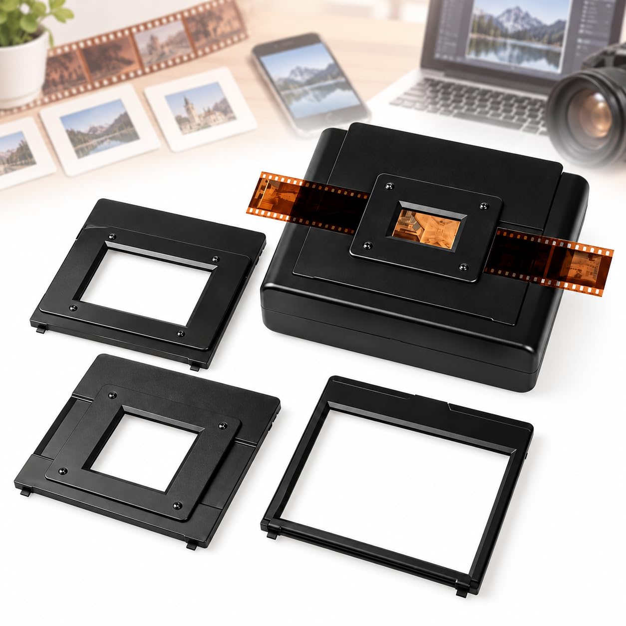 TsoLay Scanner Portatile per Pellicole con Luce LED Dimmerabile per Diapositive E Pellicole 135, 120 E 4x5, con Visualizzatore di Pellicole Alimentato Tramite USB E Supporto Pieghevole per La Copia