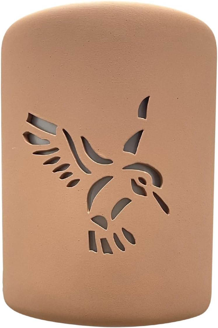 Wall Sconce, Hummingbird - Adobe Indoor/Outdoor Ceramic Cylinder Porch Light, Indoor/Outdoor Wall Sconce for Wall Lighting, and Exterior Décor (100 Watt, 9.25" H x 7.25"