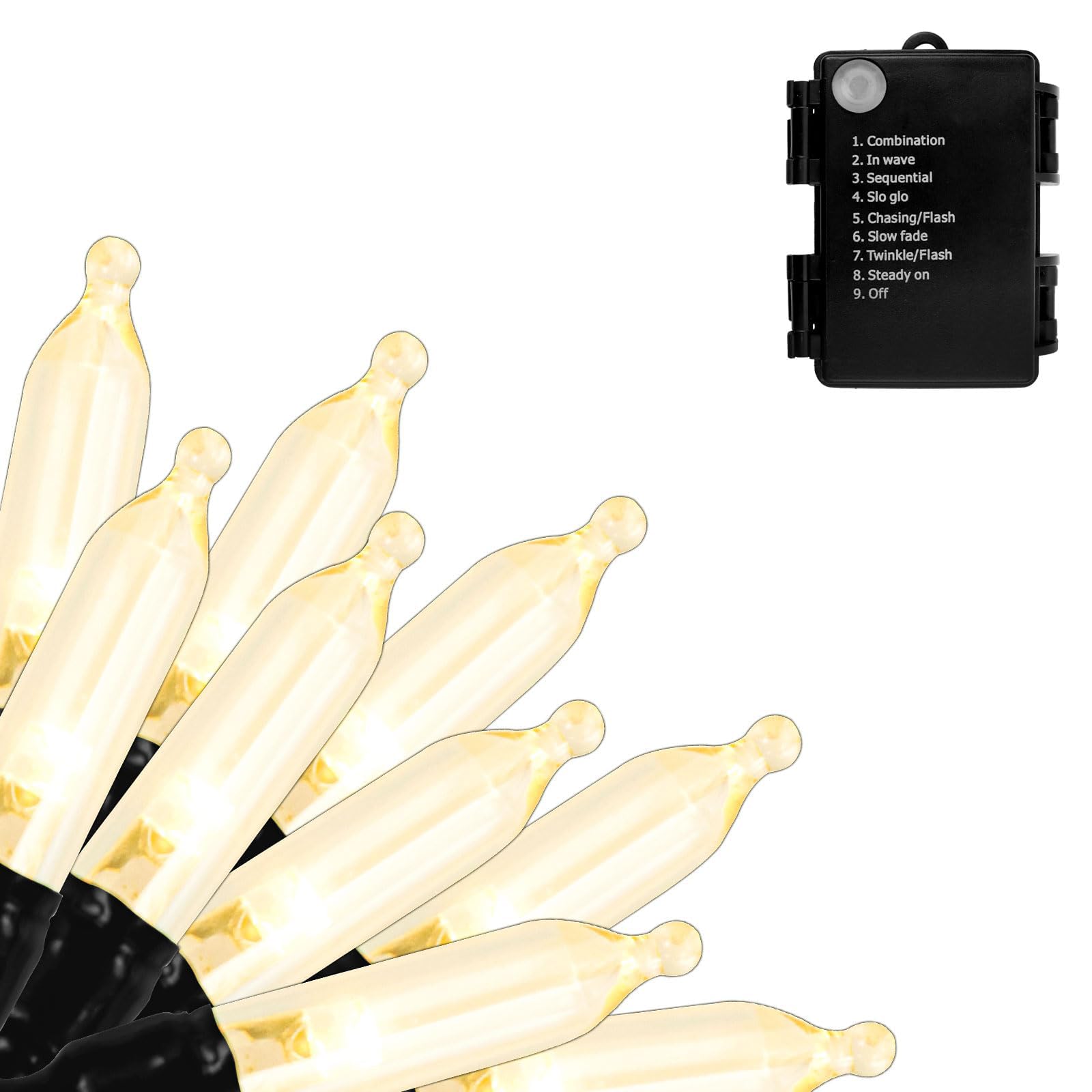 Filltown 2PC Battery Operated Christmas Lights, 33Ft 100 LED Warm White String Lights with Auto Timer & 8 Modes, Shatterproof Waterproof for Outdoor