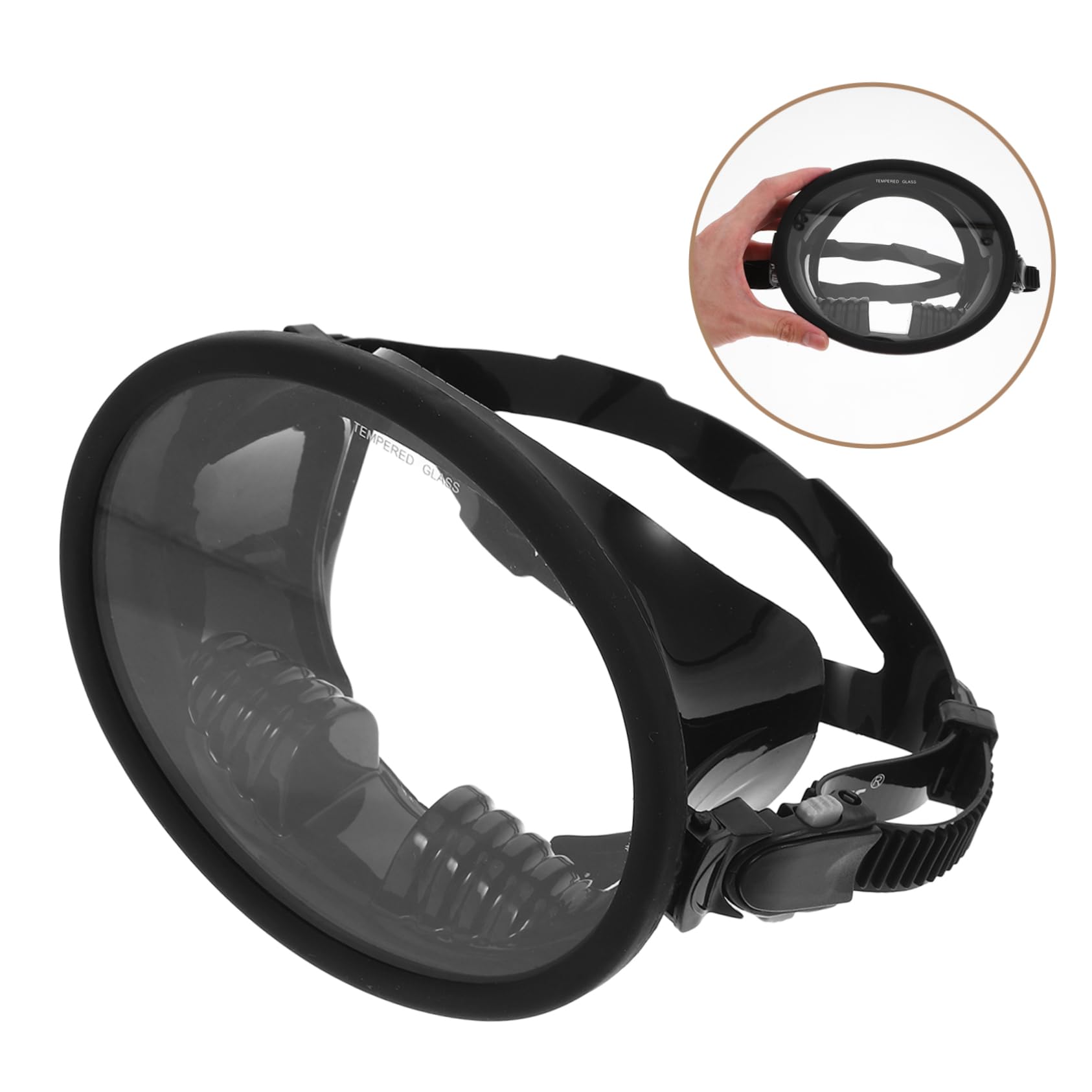 Sosoport Máscara de Buceo Ajuste Cómodo de Visión Amplia Antivaho Silicona y Vidrio Templado Negro para Snorkel y Natación
