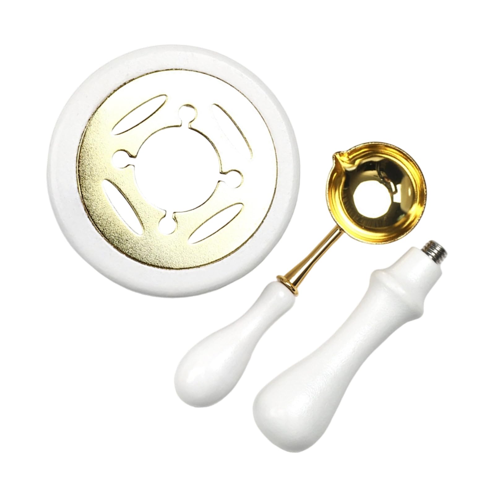 Kalttoy White Sealing Melting Set With Furnaces Spoon And Handle For Envelopes Card Gift Wrapping Melting Set