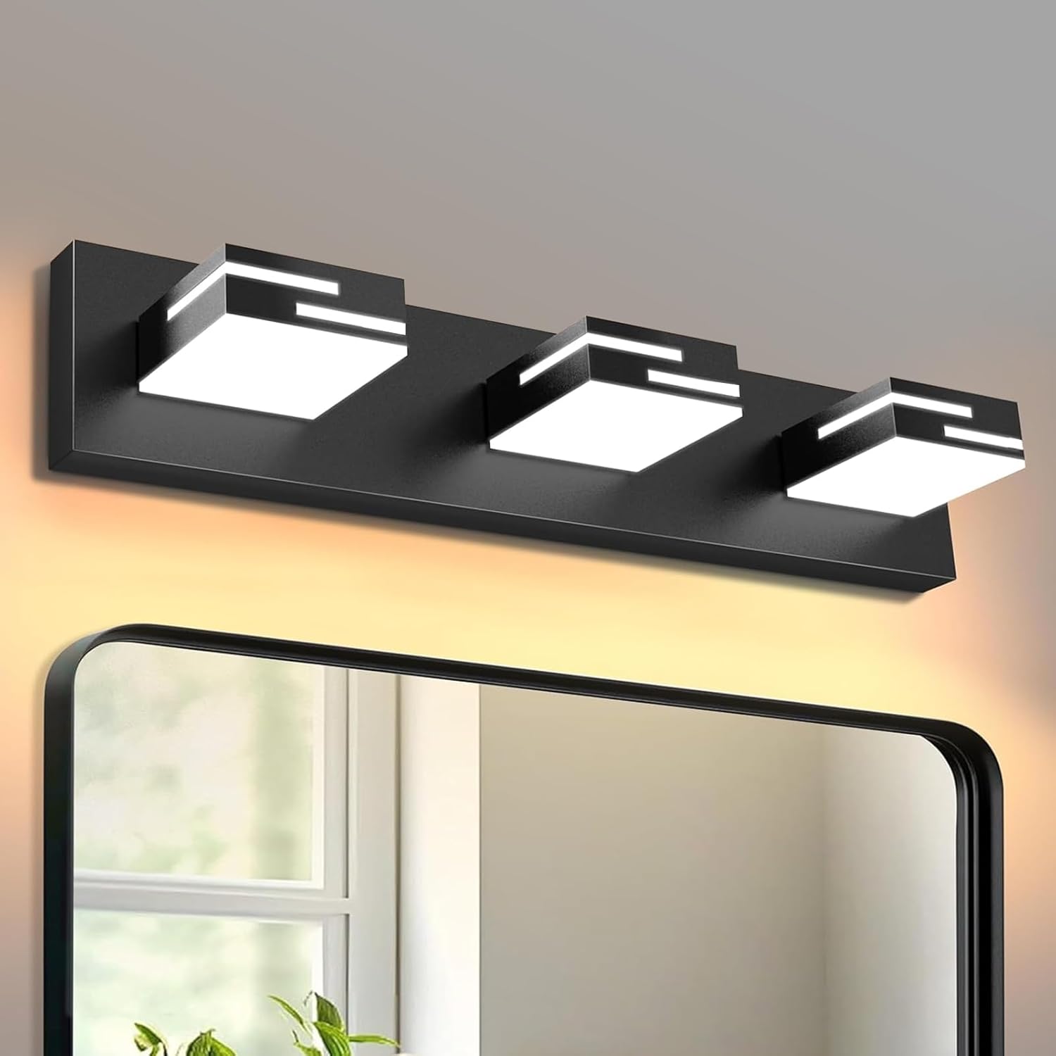 Photo 1 of LED Modern Bathroom Vanity Light Fixtures 3-Light 5CCT Dimmable Matte Black Vanity Lights for Bathroom Lighting Fixtures Over Mirror, with 350° Rotatable Acrylic Heads, 22-inch