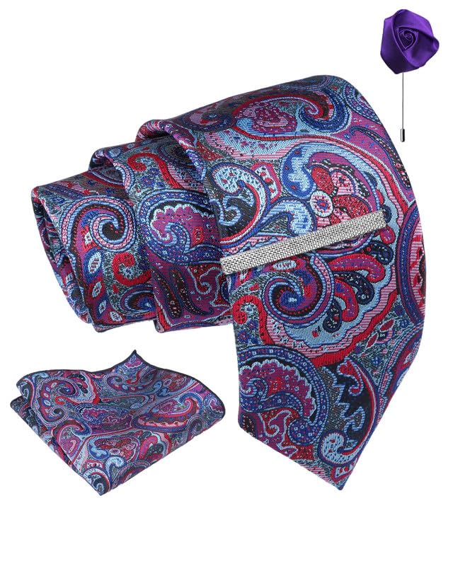 Axlon Pasiley Tie For Men – Formal Ties Set With Pocket Square, Cufflink, Tie Clip & Flower Pin With Gift Box For Mens (AXPLS) Axlon Pasiley Tie For Men – Formal Ties Set With Pocket Square, Cufflink, Tie Clip & Flower Pin With Gift Box For Mens (AXPLS)
