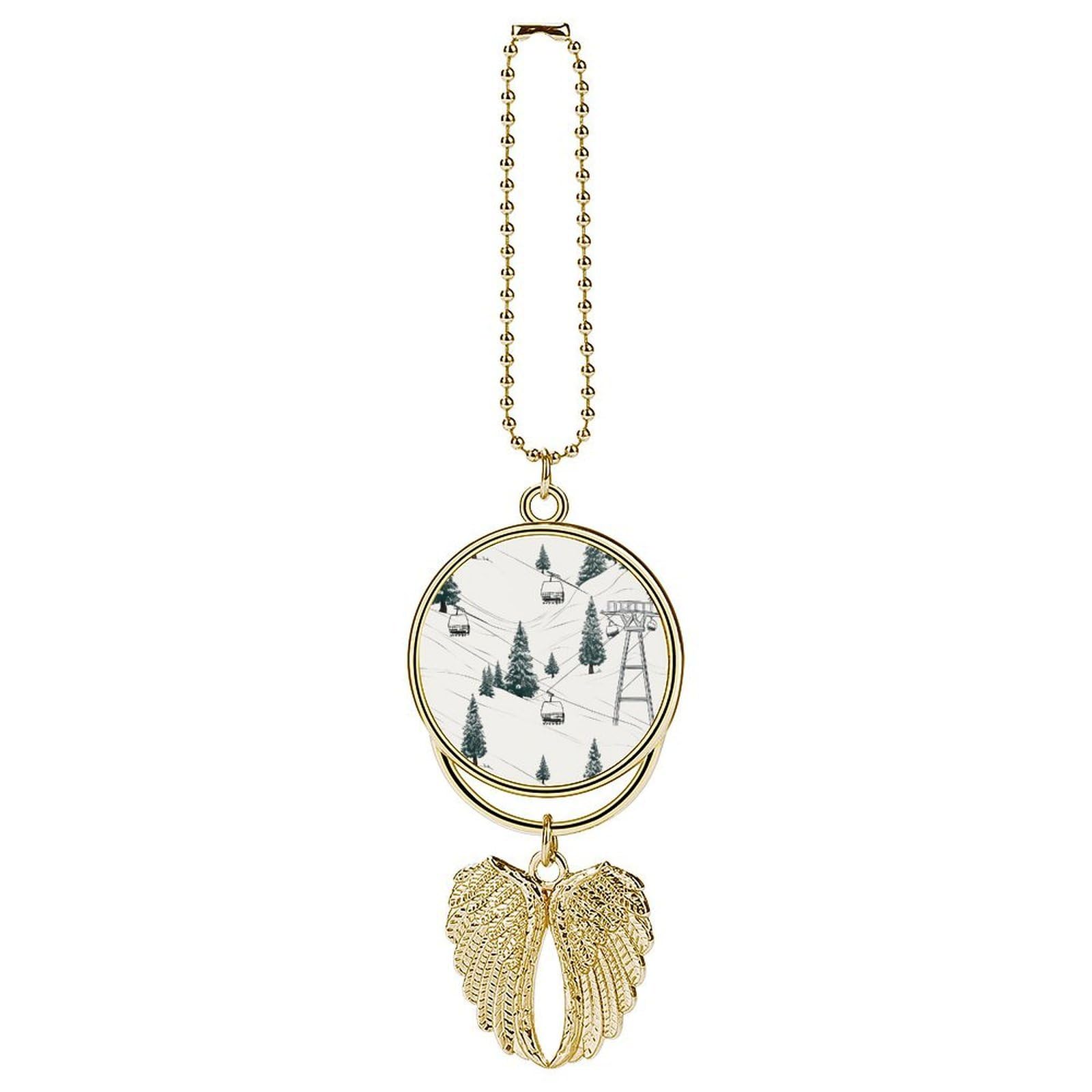 Ski Lift with Fir Tree Car Pendant Hanging Swing Auto Rear View Mirror Hanging Car Rear View Mirror Charm Truck Hanger Ornament Charm for Car Rear View Mirrors Accessories