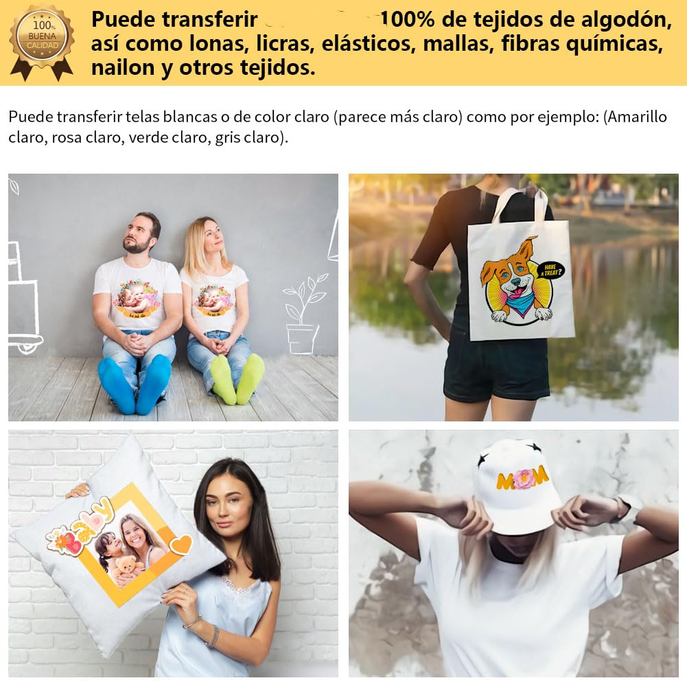 TransOurDream-Papel de Transferencia Para Camiseta Clara,3.0 Ahorro*protección del medio ambiente (A5X10 Hoj.),Papel Transfer Apto Tinta o Láser,vinilo HTV,Perfecto para Fiesta.ES-03-10A5