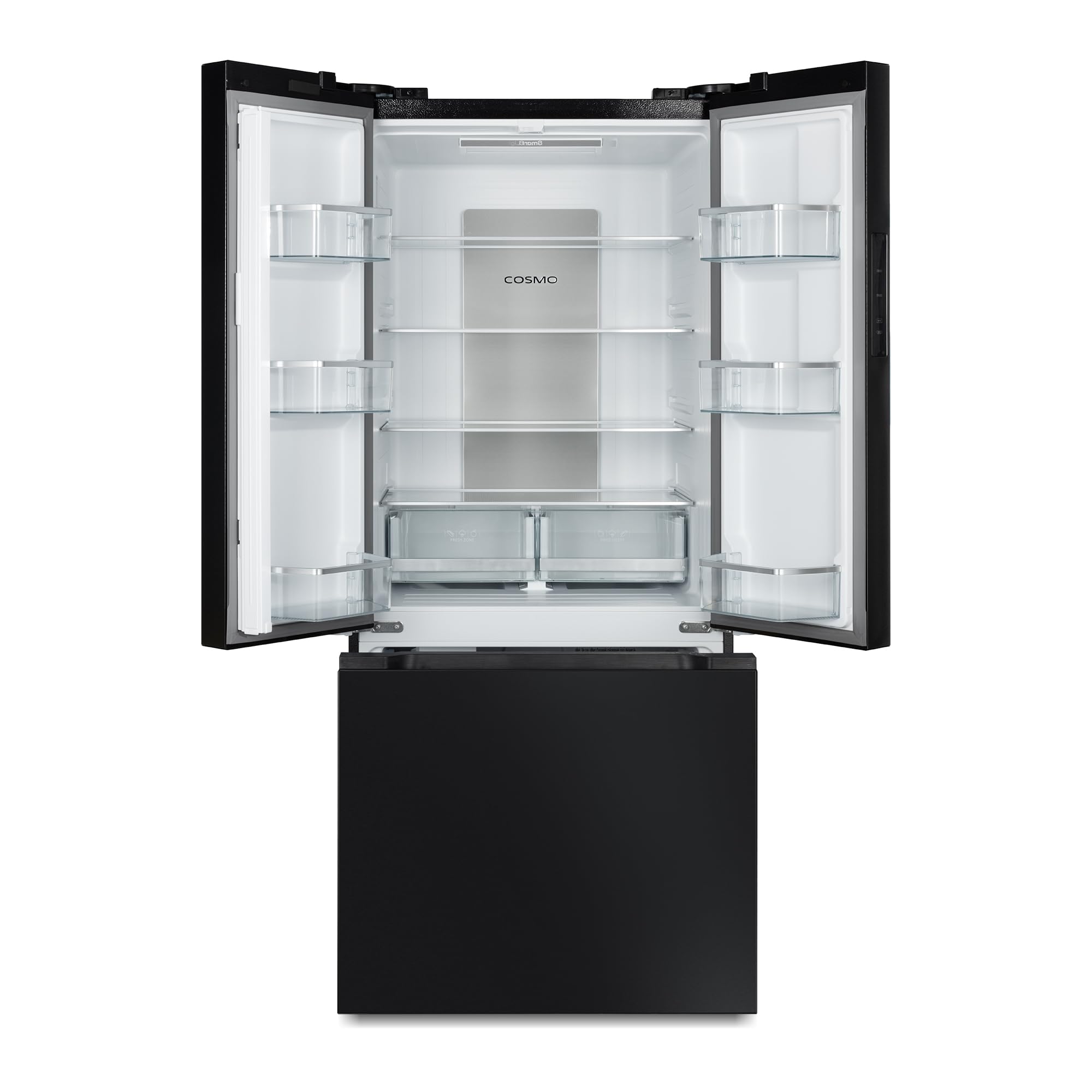Cosmo Cos-Rffv183rbk 30 In. Vista Collection 17.5 Cu. Ft. Counter Depth 3-Door French Door Refrigerator, Freezer Drawer, Matte Black on Fridge.com - View 2