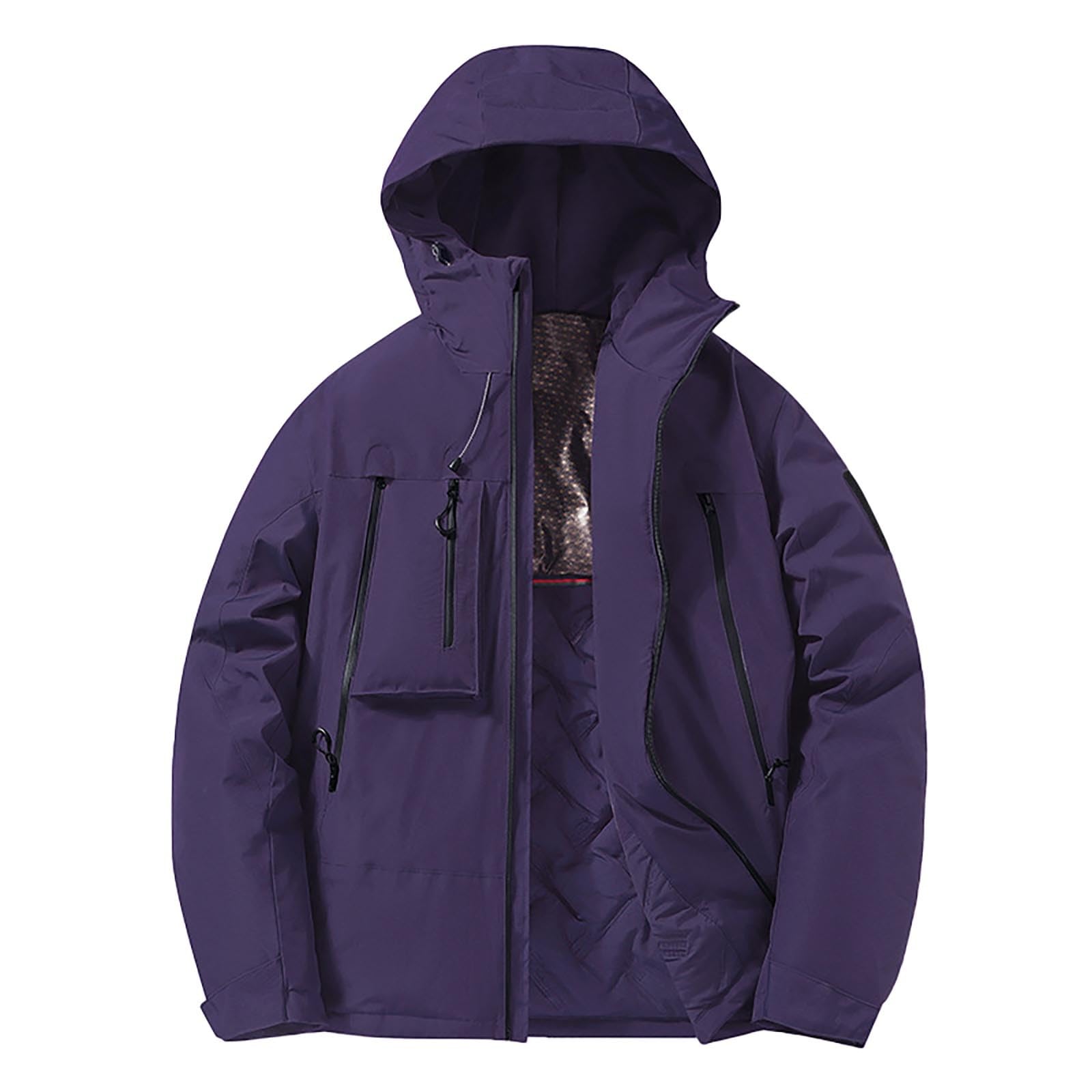 Men's Rain Defender Relaxed Fit Heavyweight Hooded Shirt,Mens Padded Jacket with Hood Men's Coats Winter Hiking Jackets For Men Uk Orange Mens Winter Coats