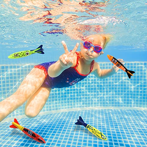IOPJLK Unterwasser Tauchspielzeug Set 11 Stück, Tauchringe für Kinder ab 4-12, Tauchring Algenspielzeug Torpedo Wasserspielzeug Set, Sommer Poolparty Geschenk für Jungen und Mädchen