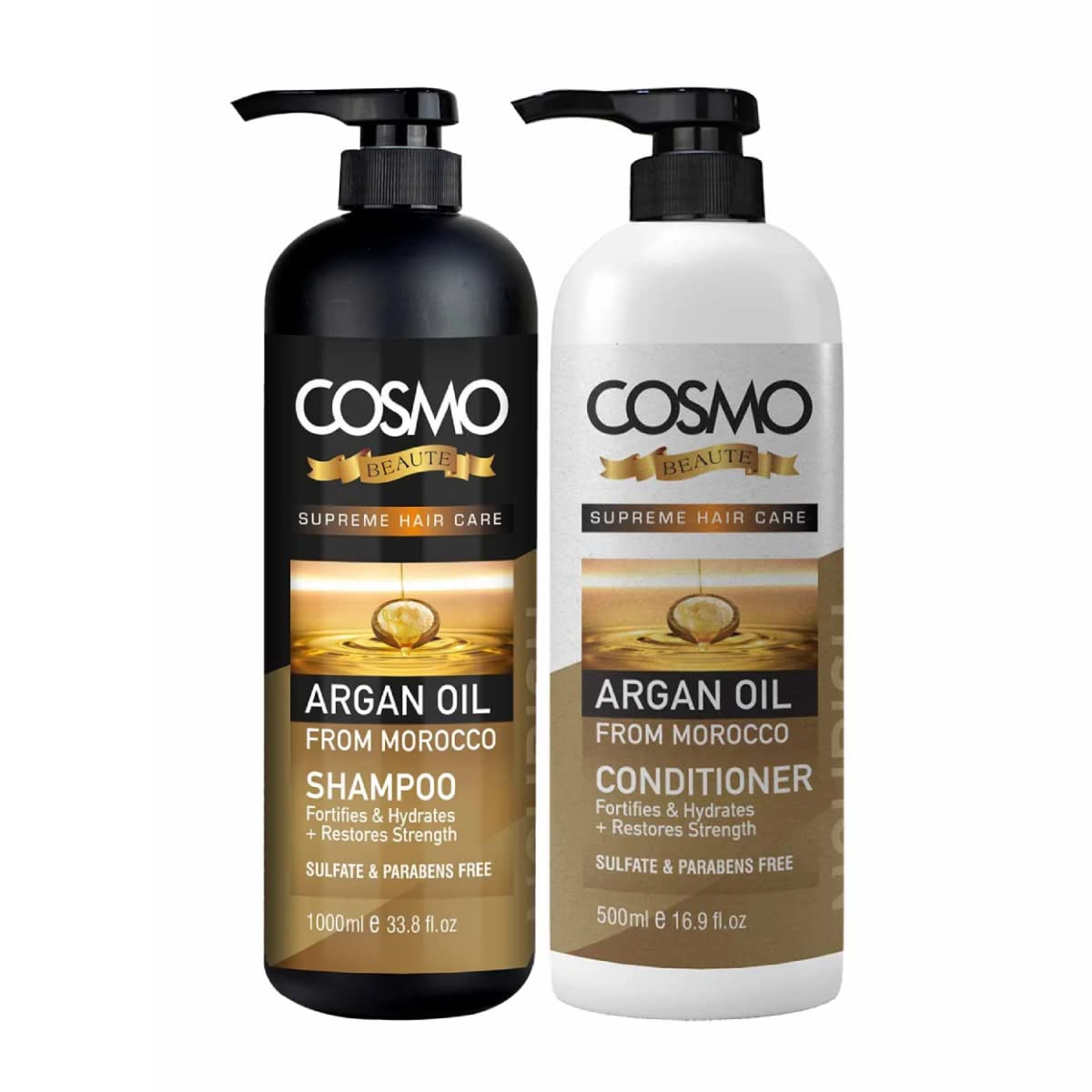 CD COSMO DESIGNS Argan Oil From Morocco Shampoo & Conditioner Combo Set 1000ml, For Men & Women, Sulfates & Paraben Free, 2 in 1 Hair Care Package, Daily Use Kit