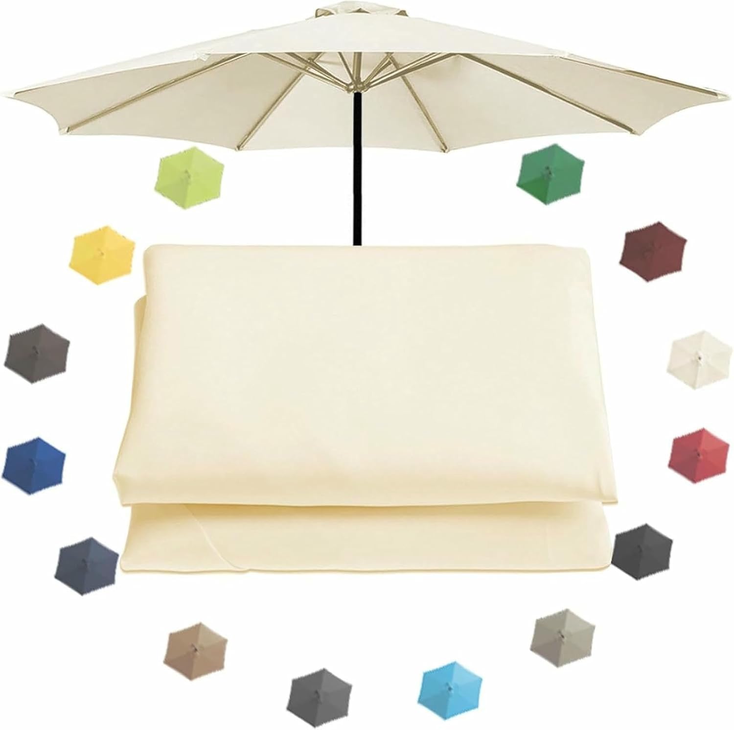 Replacement Umbrella Cover, 6 Arms/8 Arms Replacement Parasol Fabric Cover, 300/270/200CM Replacement Parasol Canopy, Waterproof UV50+, For Standard & Cantilever Parasols(Black,6 ribs-3m(9.8ft))