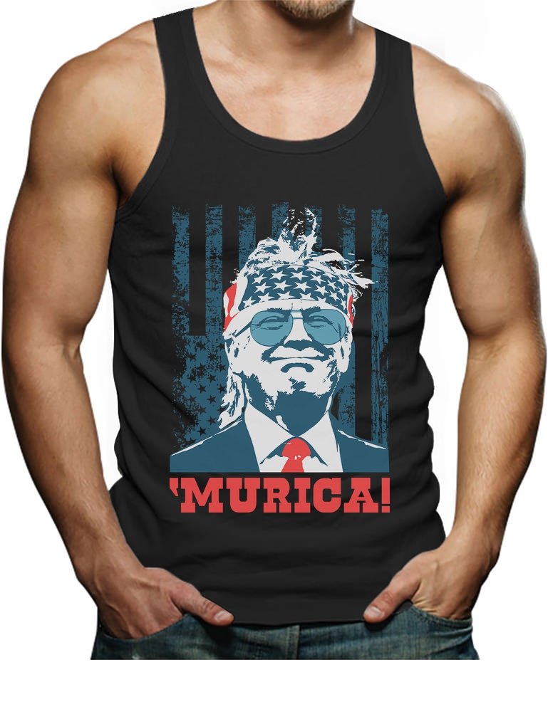 TstarsAmerican Flag Tank Top for Men - USA Patriotic 4th of July Shirt | Merica Sleeveless Tops for Memorial Day