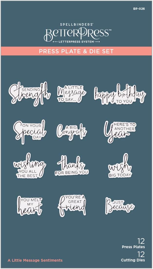 Spellbinders A Little Message Sentiments Betterpress Plate, Metal, ONE