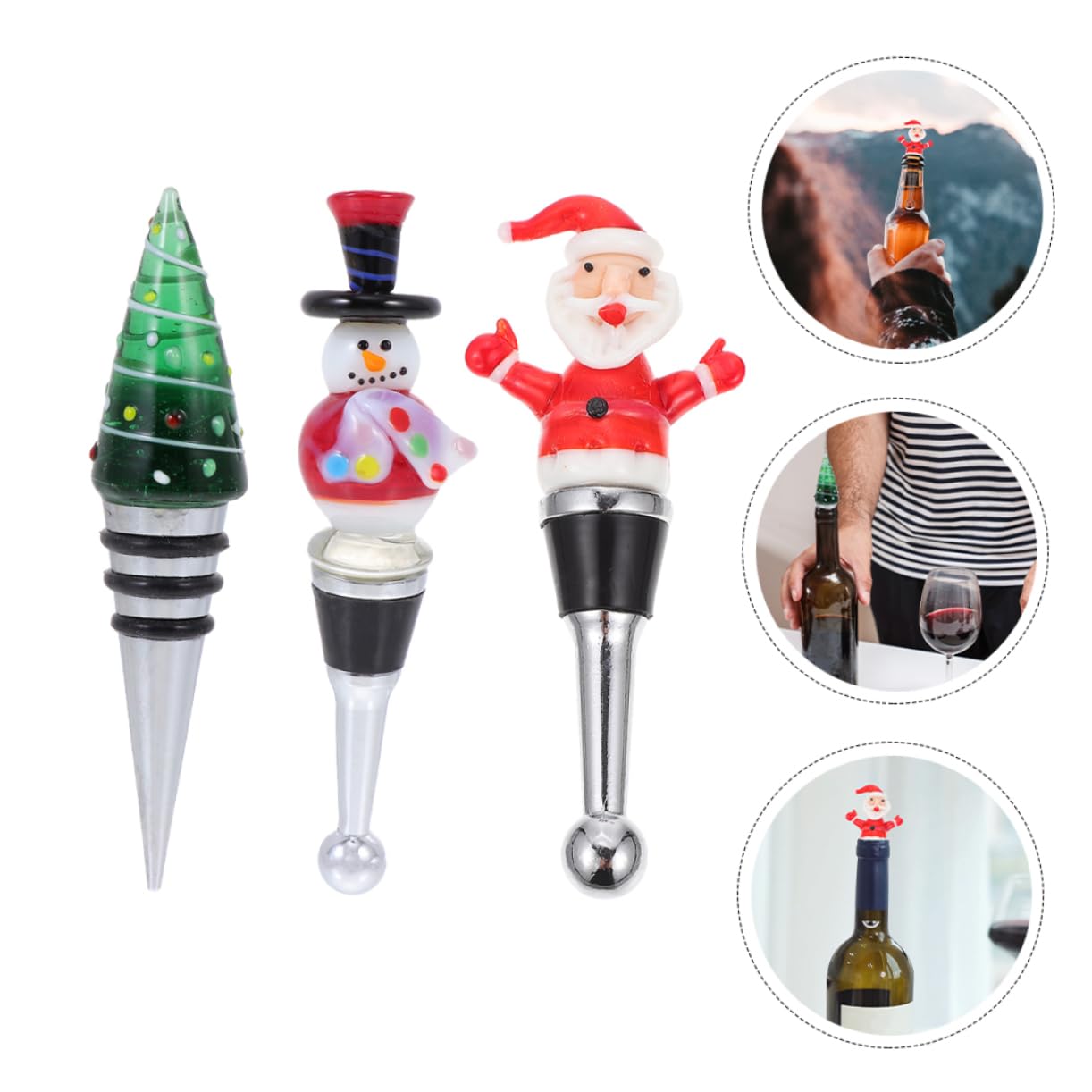 Alipis 6 Pièces De Vin De Noël De Boissons Au Vin De Bouteilles De Vin Sous Vide De Vin Pour Bouteilles De Vin Scelleuses Sous Vide Alliage De Zinc
