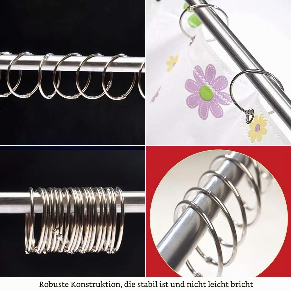 Coideal Duschvorhangringe Groß Metallring zum Öffnen, 20 Stück Gardinenringe Vorhangringe Edelstahl Rundduscherring Duschringe für Vorhangstangen Gardinenstangen Hängende (50mm)