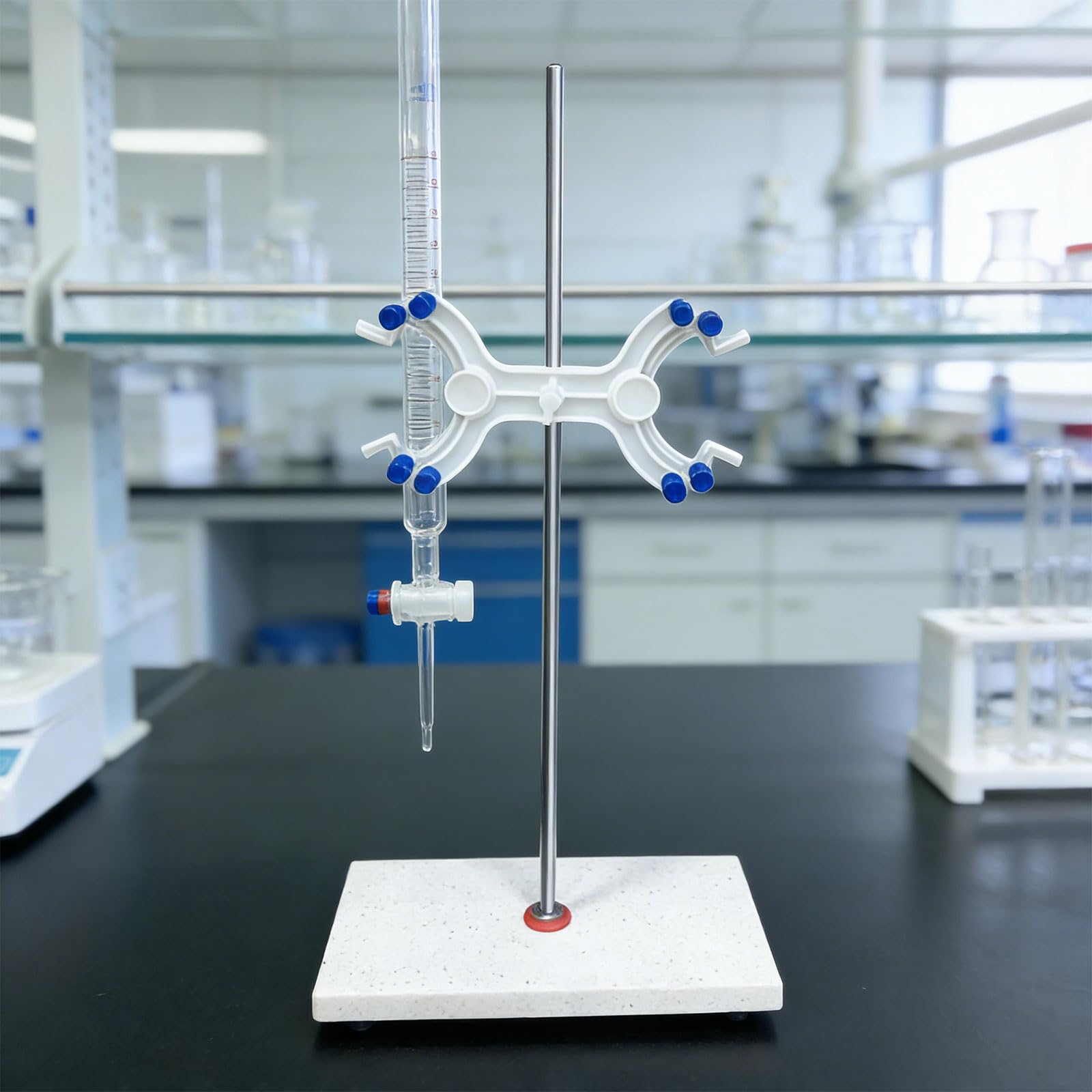 Supporto per burette con base in marmo per laboratori scolastici con morsetto con morsetto a farfalla per esperimenti di titolazione