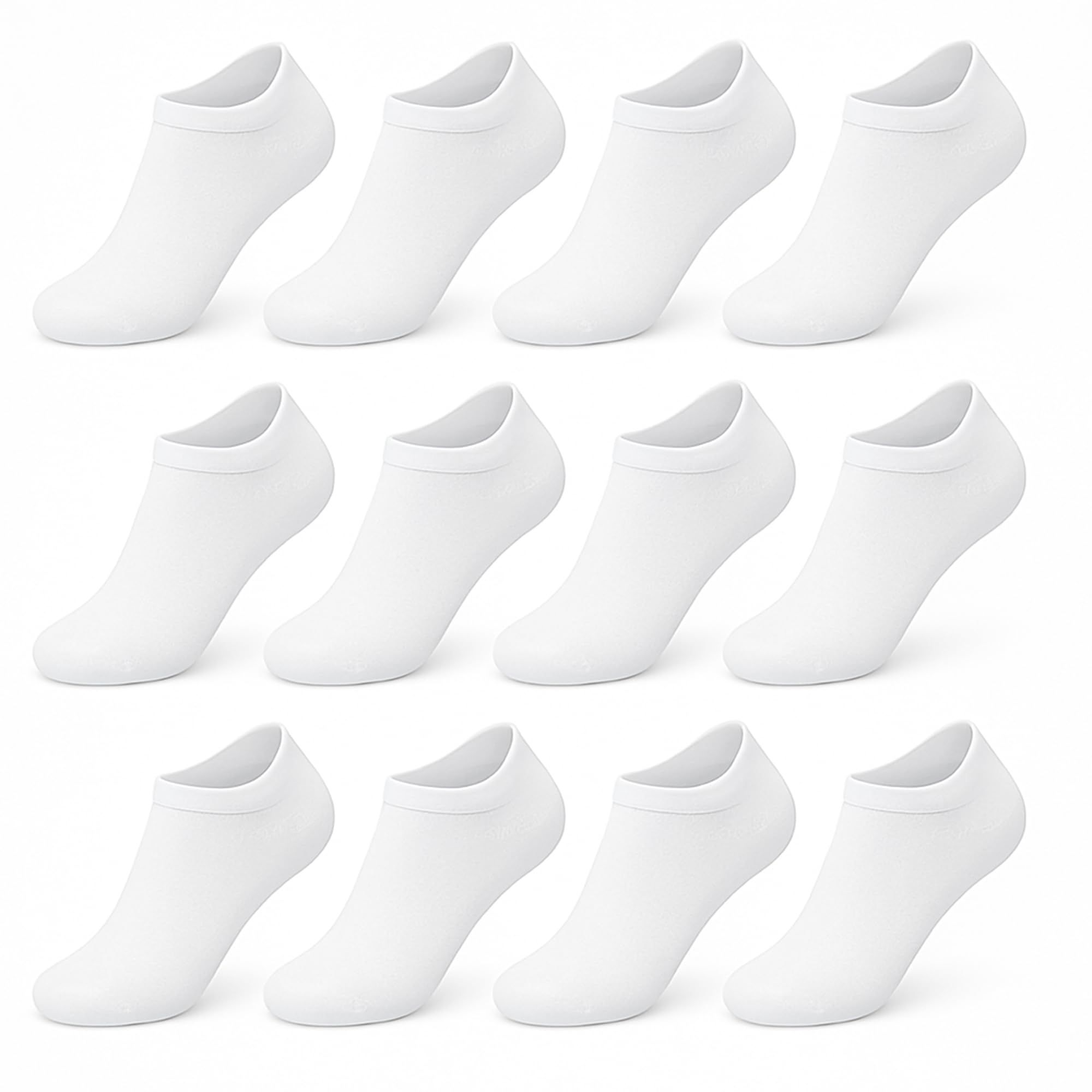 Hifen Men's White-12 Pair Hifen® No Show Trainer Socks – Cushioned, Breathable, Low Cut Invisible Sports Socks For Running, Gym, Everyday Wear