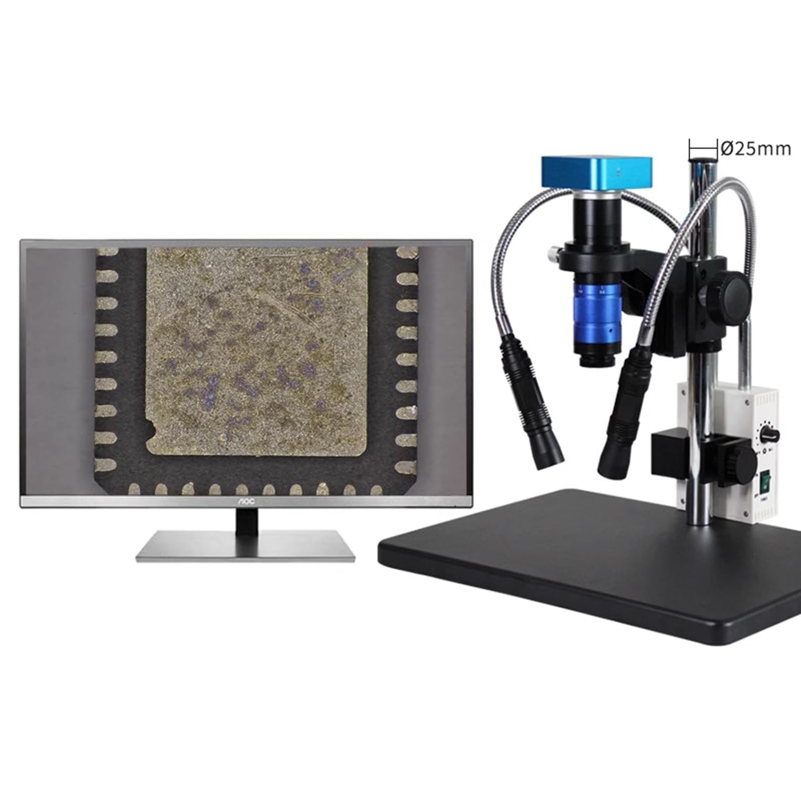 Fuente de luz para microscopio, iluminador de fibra óptica de 6000 K con brillo ajustable y apertura para microscopios de zoom estéreo y reparación de PCB