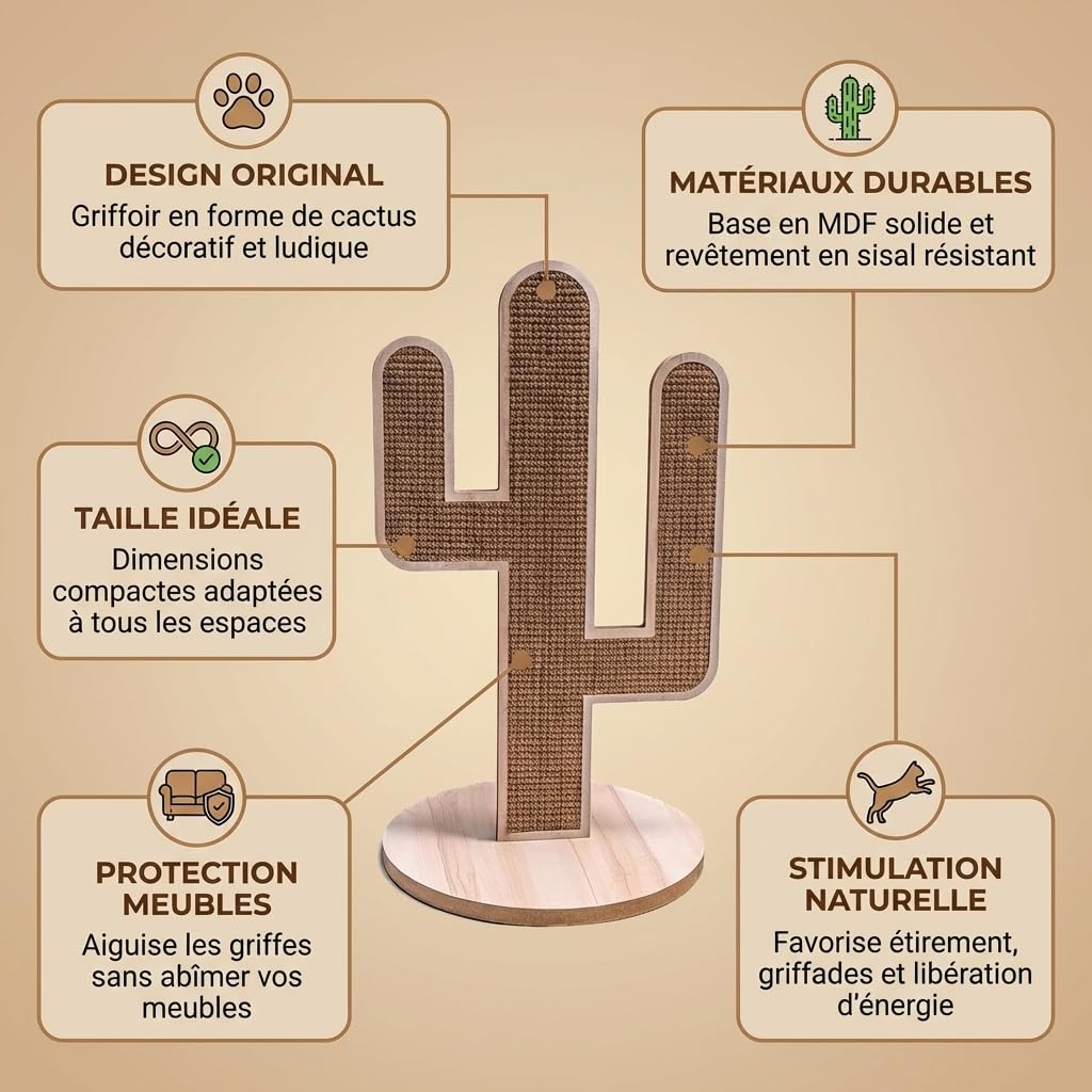 Juguete para Perros y Gatos - Modelo Cactus 1 - Resistente e Interactivo - Estimula el Instinto y Reduce el Aburrimiento