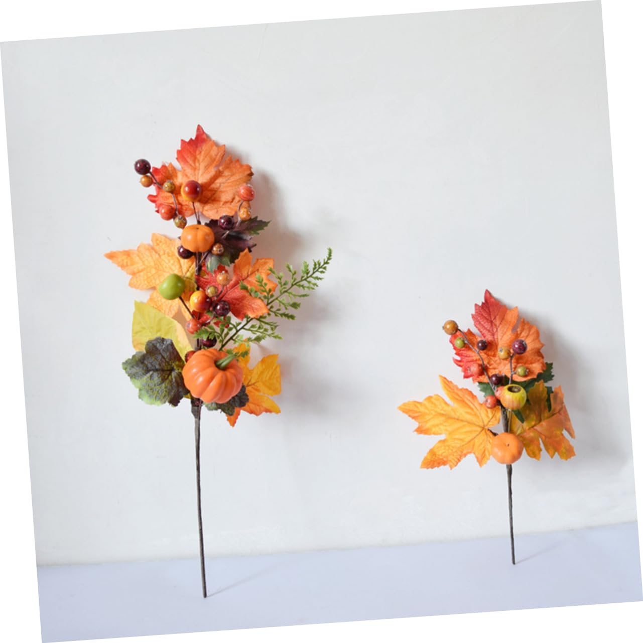 Gadpiparty 4 Sets Herbst Ahornblatt Zweig Künstliche Kürbis Thanksgiving Tischdekoration Halloween Party Supplies Einfache Wohnkultur 2 Stück * 4