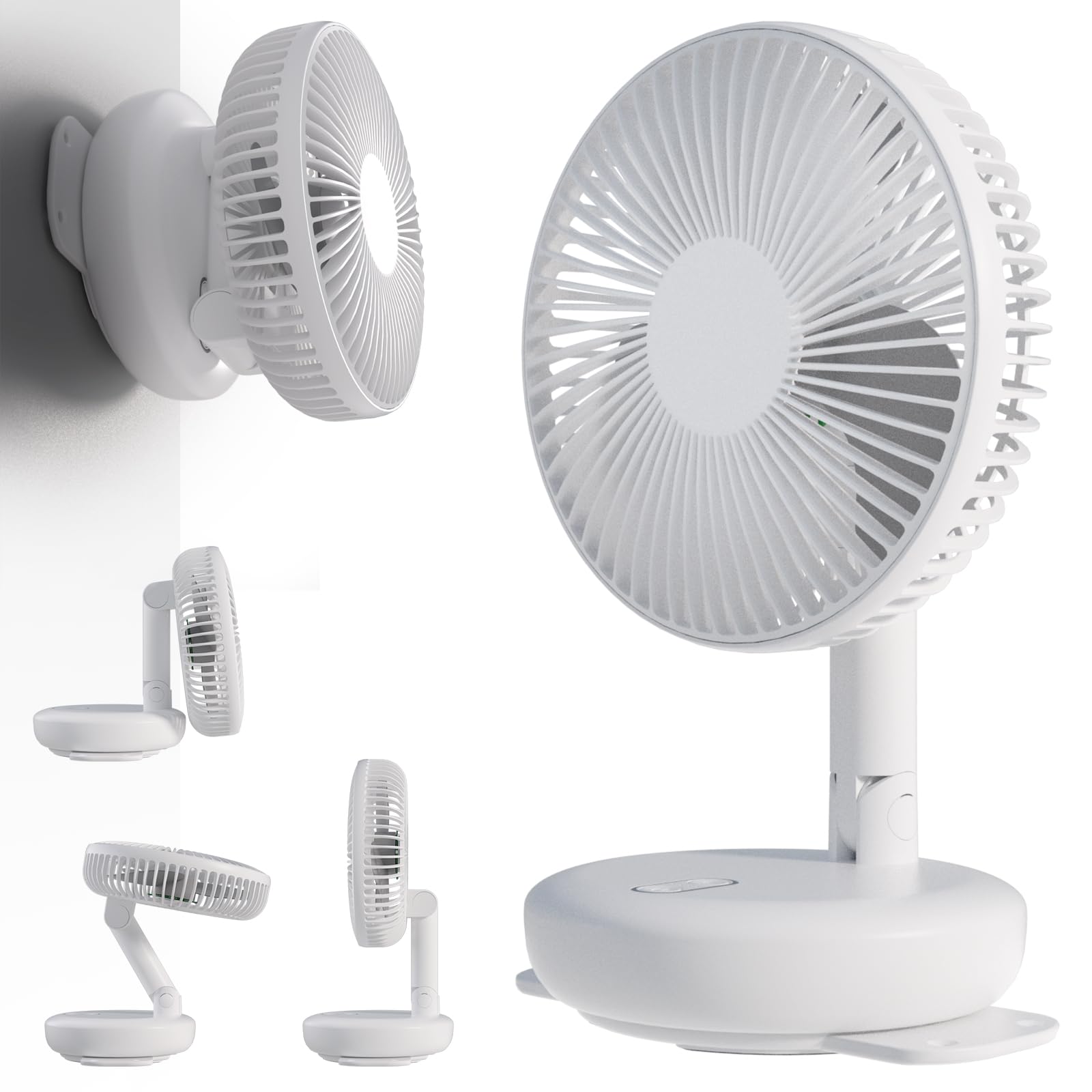 Ventilatore da parete per camper/auto/yacht, rotazione della testa di 180°, inclinazione di 90° e oscillazione automatica di 100°, ventilatore girevole pieghevole a 4 velocità
