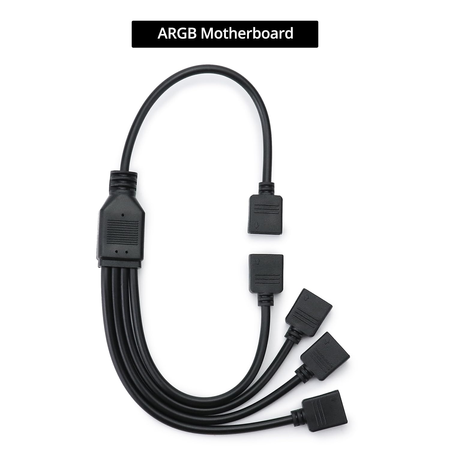 QWORK Kabel rozdzielający ARGB 5 V, 3-pinowy rozdzielacz ArGB; 1 gniazdo na 4 wtyczki 30 cm, do chłodzenia procesora i wentylatora ARGB 5 V