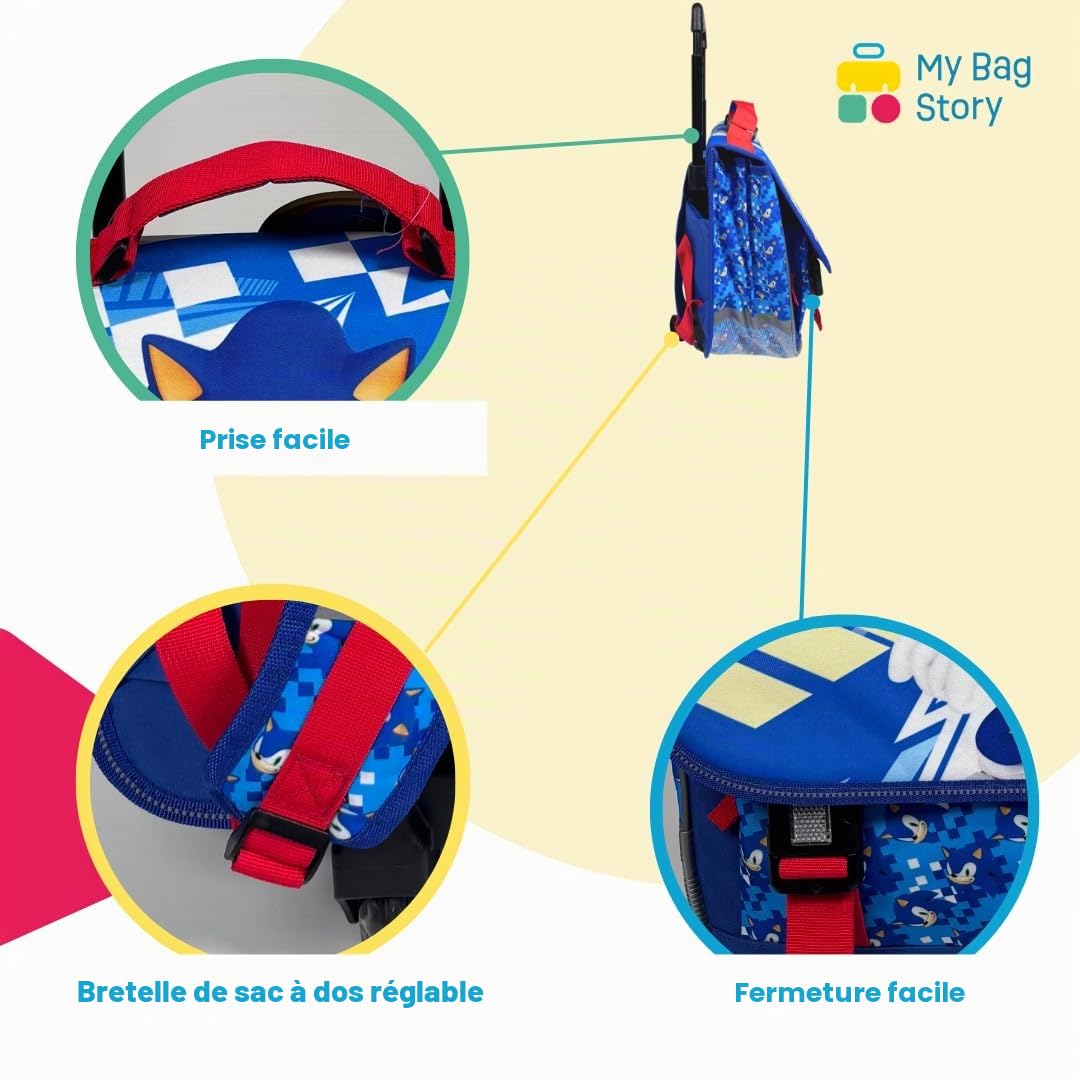 mybagstory | Cartable à roulettes | Sonic Flash | Bleu 41 cm