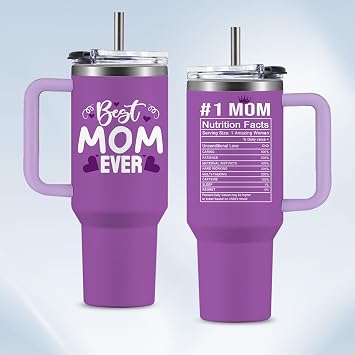 Gifts for Mom from Daughter Son - Best Mom Ever Gifts Cups Tumbler with Handle 40oz Christmas Birthday Present Drinking Cup for Moms, Mama, New Moms, Best Mother Stainless Steel Coffee Travel Mugs