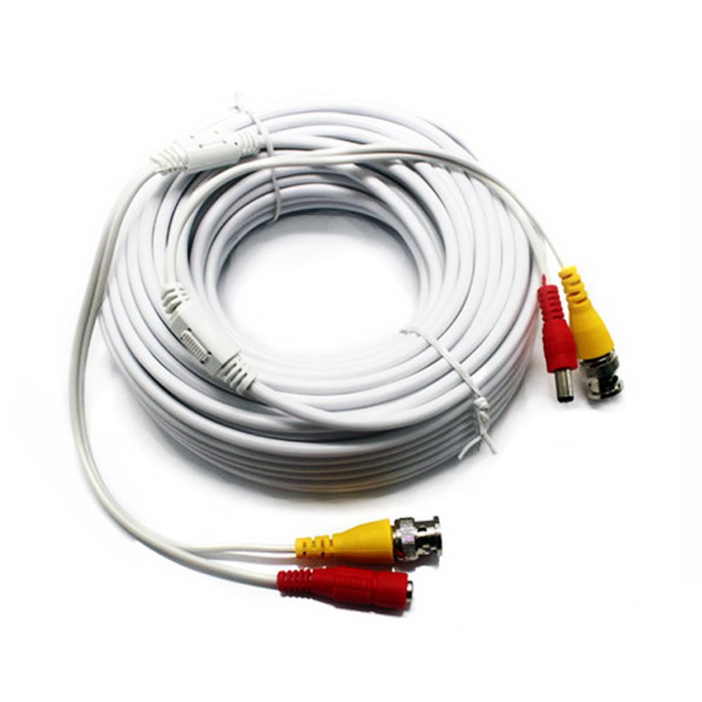 Five Star Cable RG59 Siamese Combo Cable Patch RG59 Video + 18/2 Power for TVI, CVI, AHD and HD-SDI CCTV Camera System with BNC connectors and 2.1mm Power Jack (25 Ft, White)