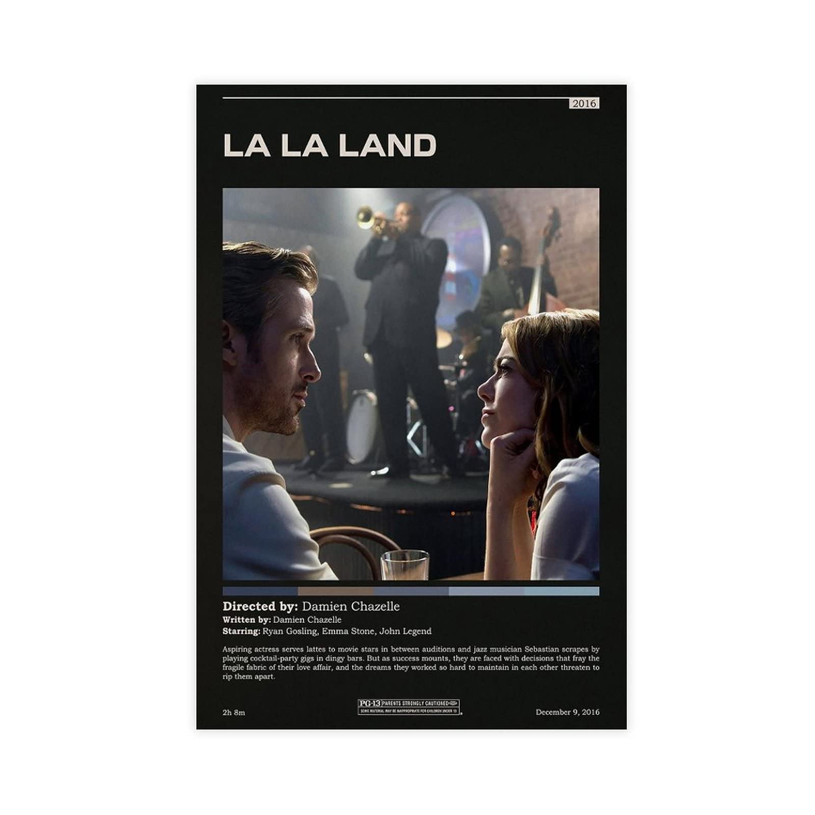 JIJIBA La La Land 2 Classic Retro Movie Poster Canvas Poster Bedroom Decor Sports Landscape Office Room Decor Gift Unframe: 12x18inch(30x45cm)