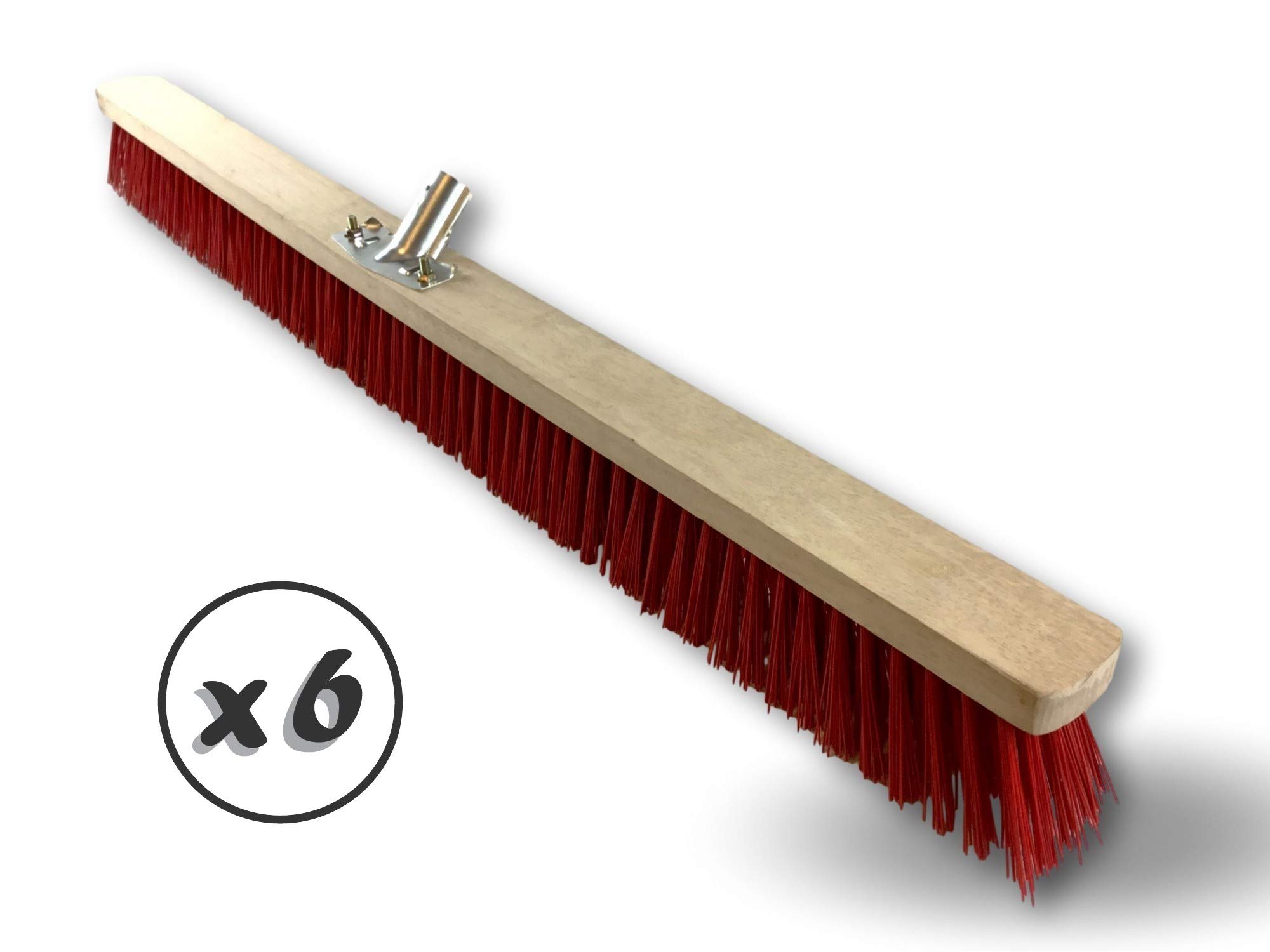 Szczotka warsztatowa typ kantonierski | Zestaw 6 | Track Outdoor | Długość 100 cm | Wypełnienie szczotką PVC czerwoną | Drewniana podeszwa | Metalowe tulejki Ø 28 mm | Bez uchwytu | Kibros 2390Bx6