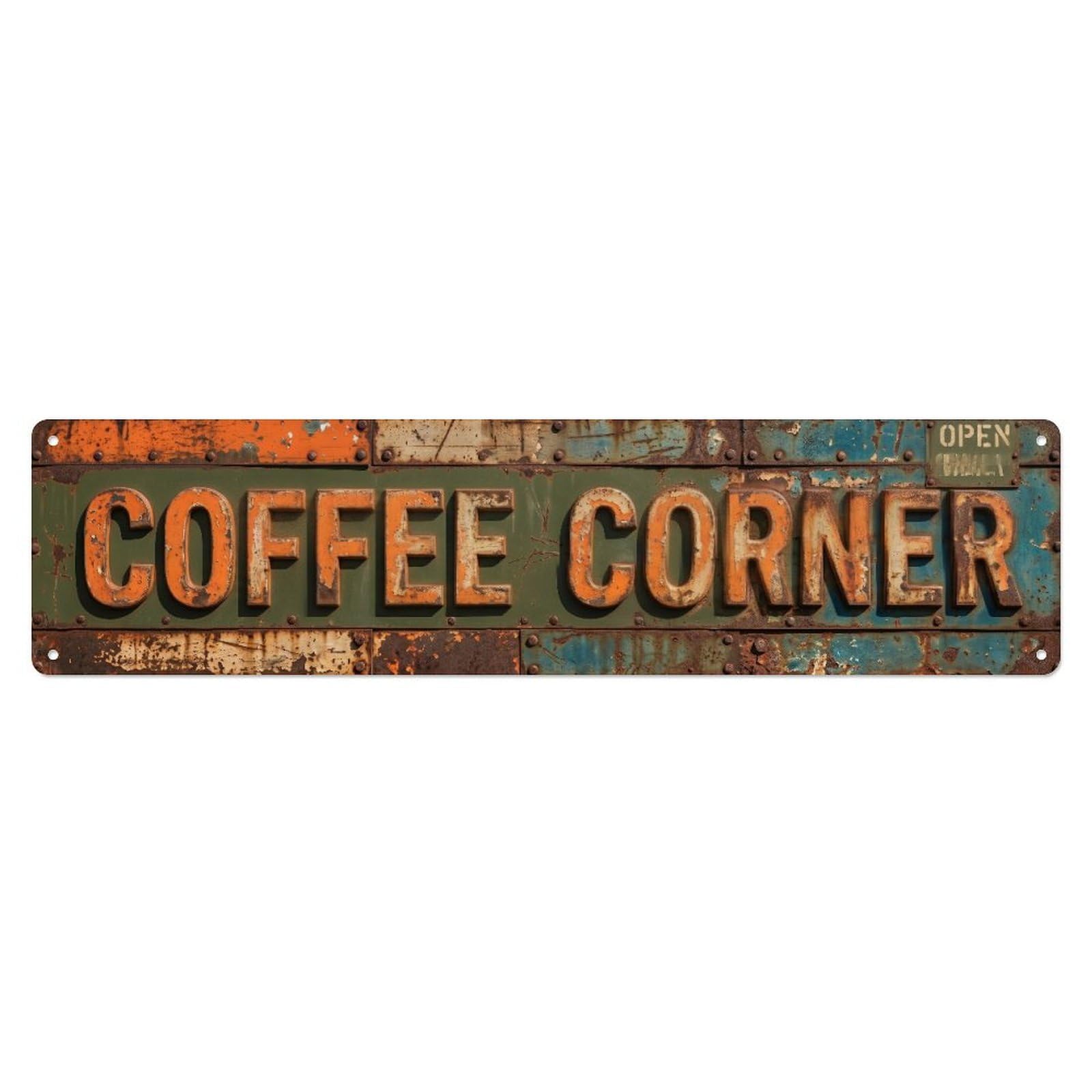 Coffee Corner Rustic Bistro Metal Tin Skinny Sign Plaque Wall Decor for Cafe, Club Bar, Office, Home Garden Metal Poster 4x16Inch