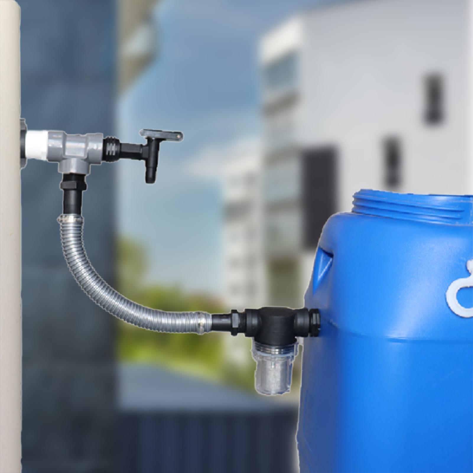 Kit de Conector de Barril de Lluvia, de captación de Lluvia - Kit de Espiga para Barril de,Desviador eficiente de Agua de para la recolección de Agua de de canalones, Kit de Barri