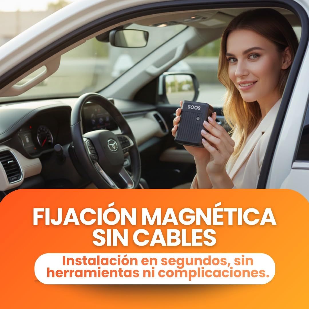 SOOS Localizador GPS para Coche, Moto, Maquinaria y Otros | Seguimiento en Tiempo Real sin Límite de Distancia, con Historial de Rutas y Velocidad | Rastreador GPS Coche con Batería de 10.000 mAh