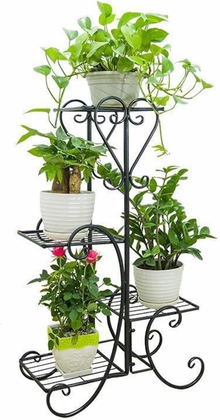 Flower pot stand Indoor Iron Planter Shelf Rack, Tall Plant Stand, Metal Flower Pots Display Holder, Outdoor Garden, 4 Tiered