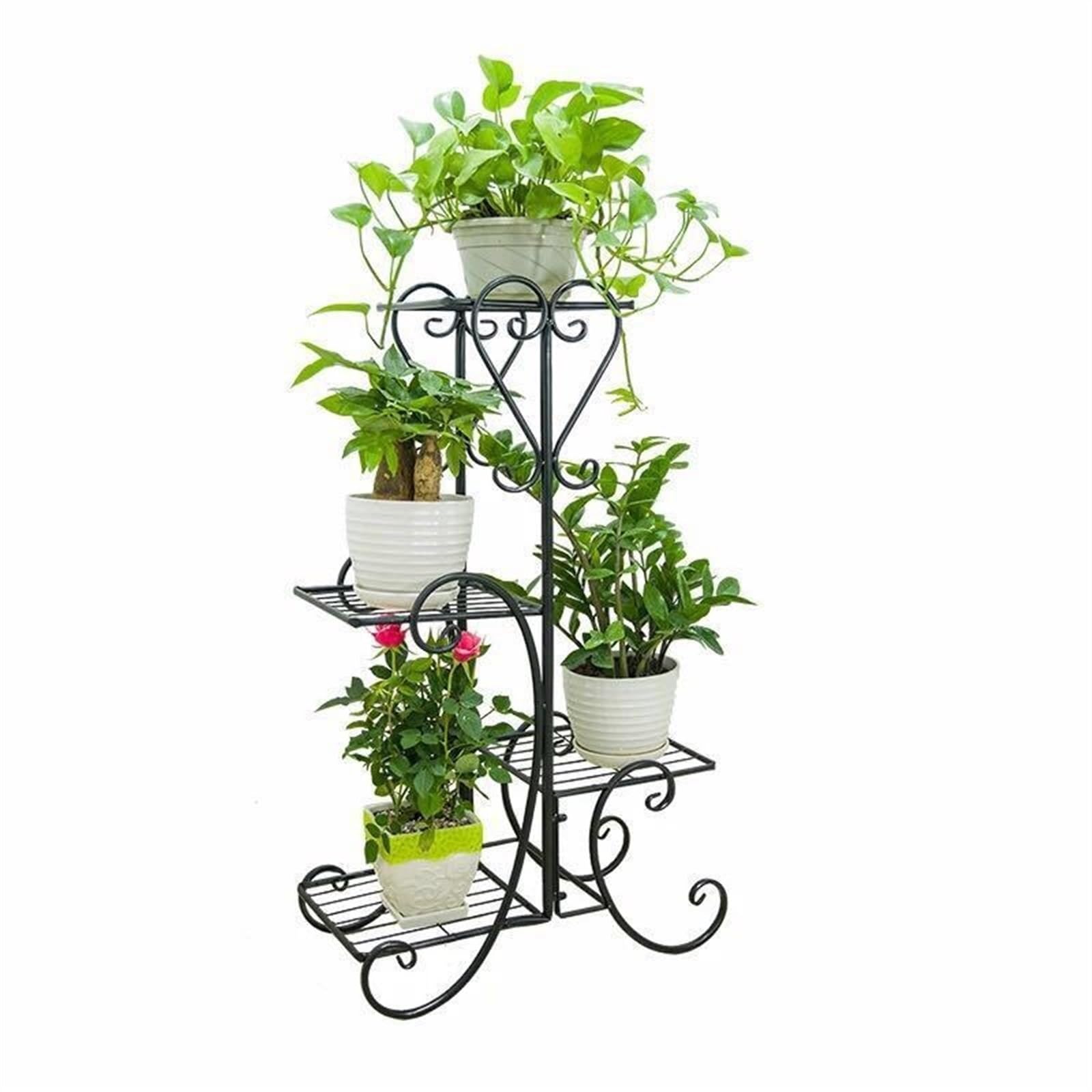 Gv8pA5fj7b Corner flower rack Indoor Iron Planter Shelf Rack, Tall Plant Stand, Metal Flower Pots Display Holder, Outdoor Garden , 4 Tiered
