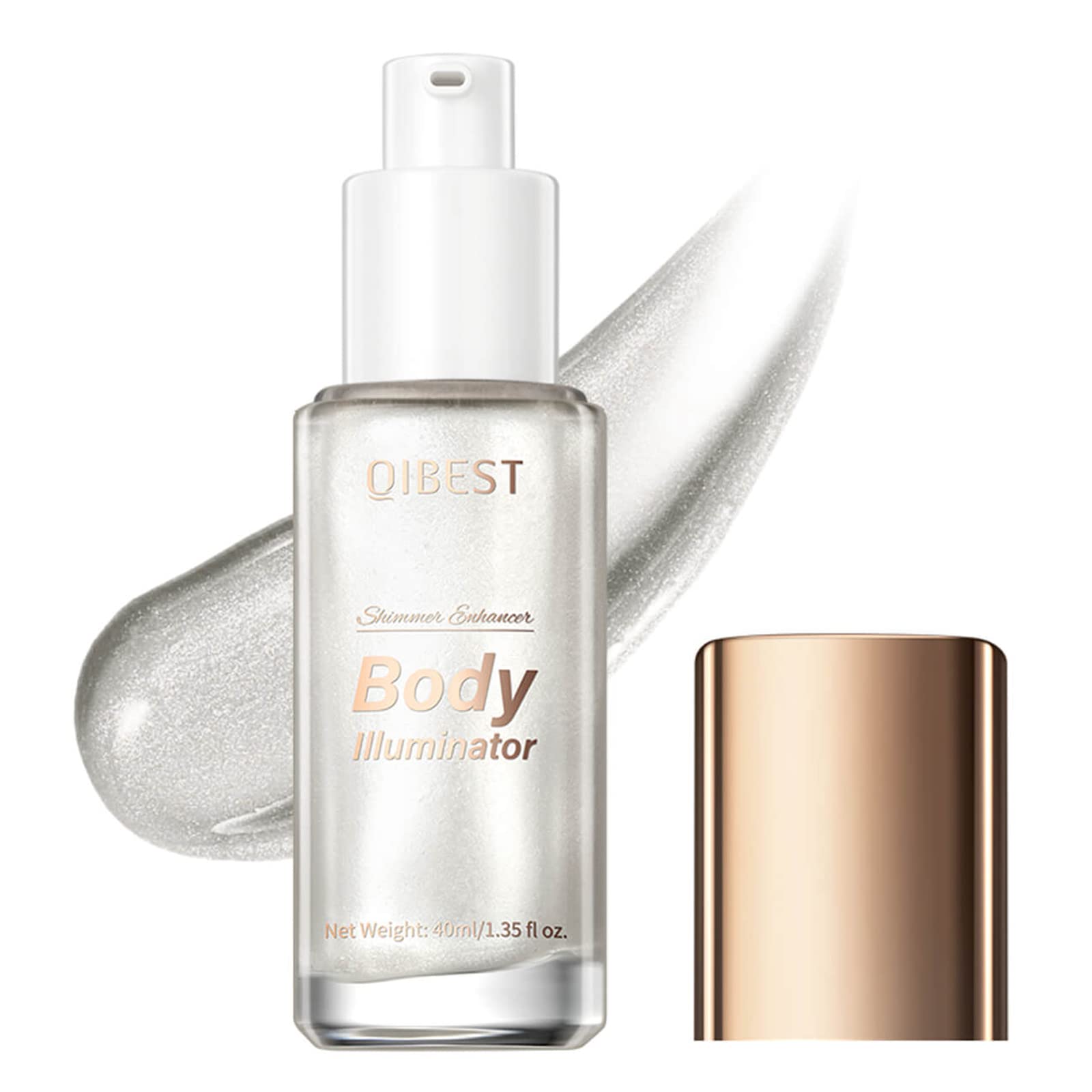 MEICOLYBody Shimmer Oil,Moisturizing Long Lasting Body Luminizer Glow for Face,Waterproof Liquid Illuminator Highlighter,40ml/1.35 fl oz.#01 Pearl White