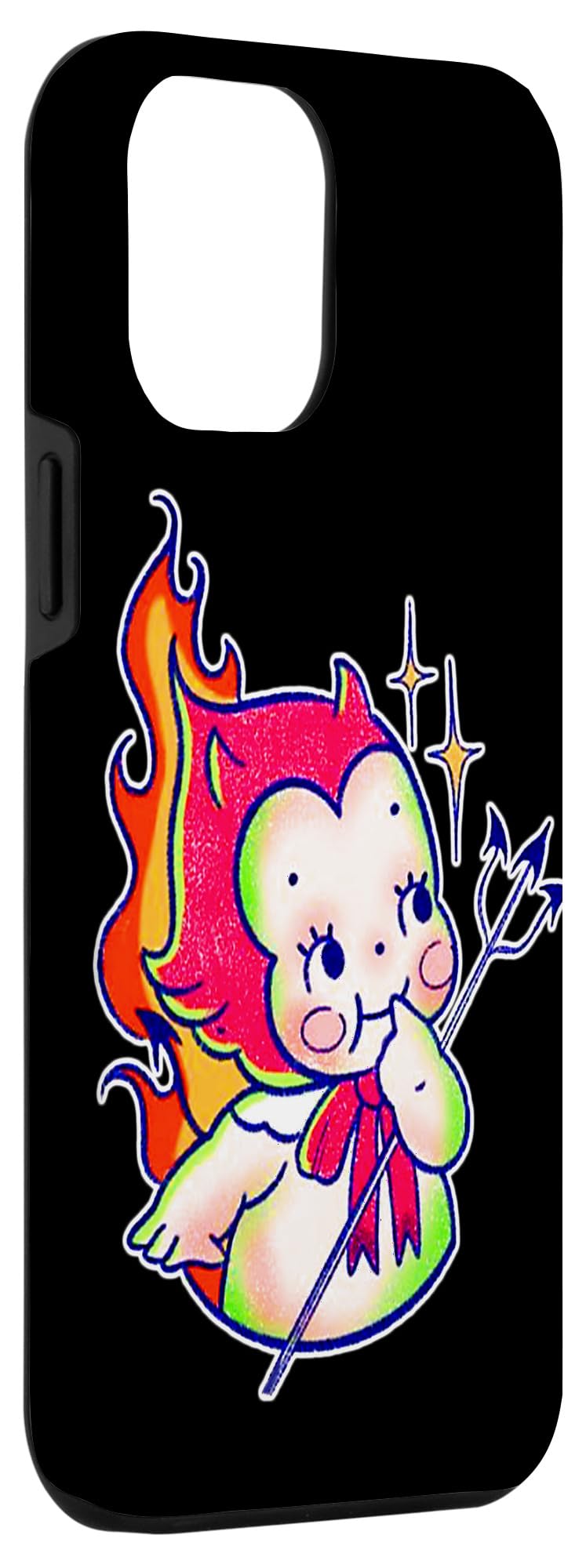 iPhone 15 Plus Devil Kewpie Baby Demon Pitchfork Traditional Tattoo Flash Case - Image 3