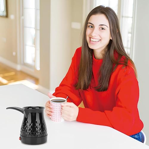 Miniatura 4 de Cafetera, cafetera eléctrica turco-americana, 21.1 onzas líquidas, de plástico y acero inoxidable, cafetera eléctrica antiquemaduras y calefacción