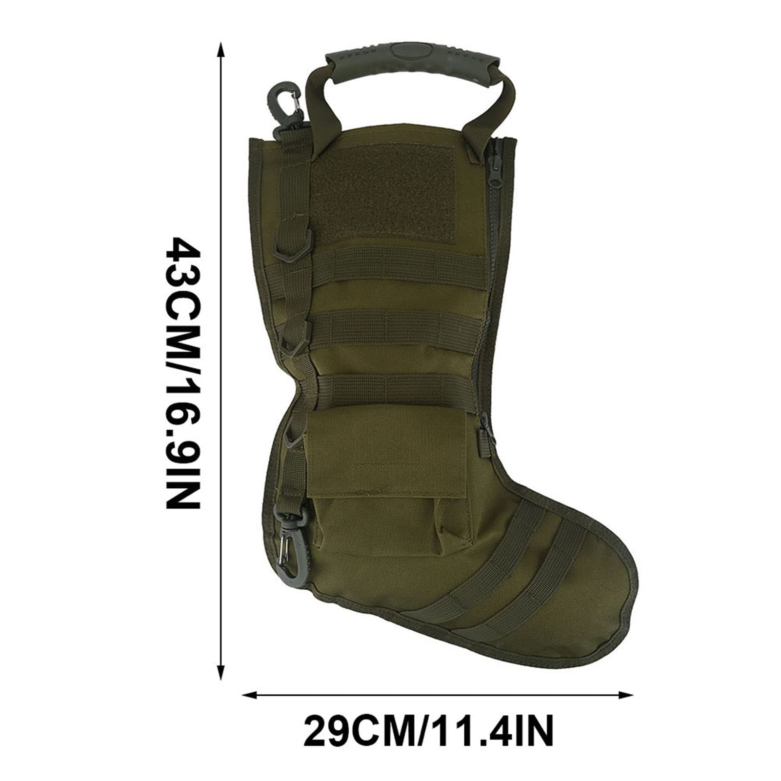 Sempoda 3 Farben Taktischer Weihnachtsstrumpf aus Nylon, Aufbewahrungstasche für Outdoor-Militärzubehör, Weihnachtsdekoration, Geschenktüten, Weihnachtsbaumstrumpf, Ornamente für Urlaub,(OD Grün)