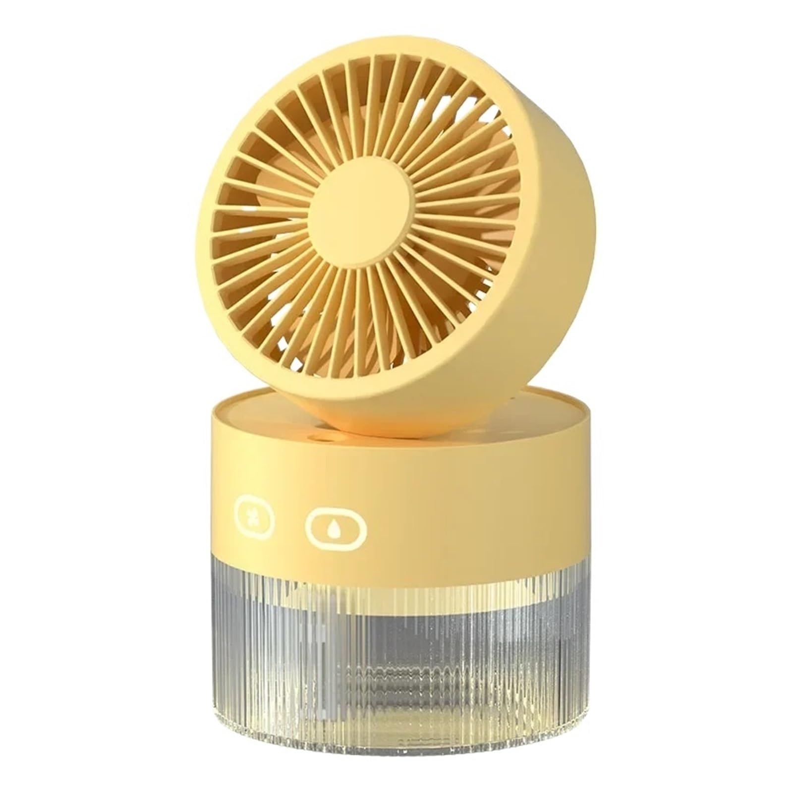 Humidifier Spray Fan Portable USB Water-cooled Mini Desktop Household Appliances Water Mist With LED Light Airflow Comfort Refreshing Breeze(Yellow-USB)
