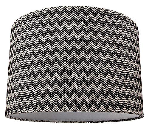 Contemporary and Trendy Zig Zag Chevron Effect Black and White Cotton Fabric 12" Lamp Shade | 30cm Diameter | 60w Maximum by Happy Homewares
