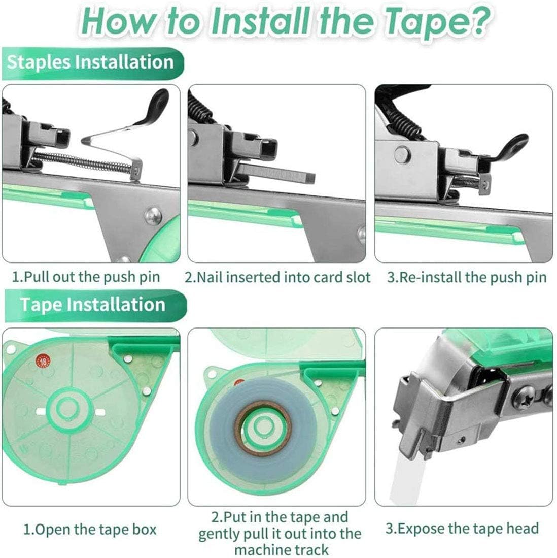 Plant Tying Machine, Gardening Tools Flower Tape Taping Tools, Tapetool Machine, Gardening Gadgets Garden Claw Tool Garden Hand Tools for Vegetable, Grape, Tomato, Cucumber (Green)