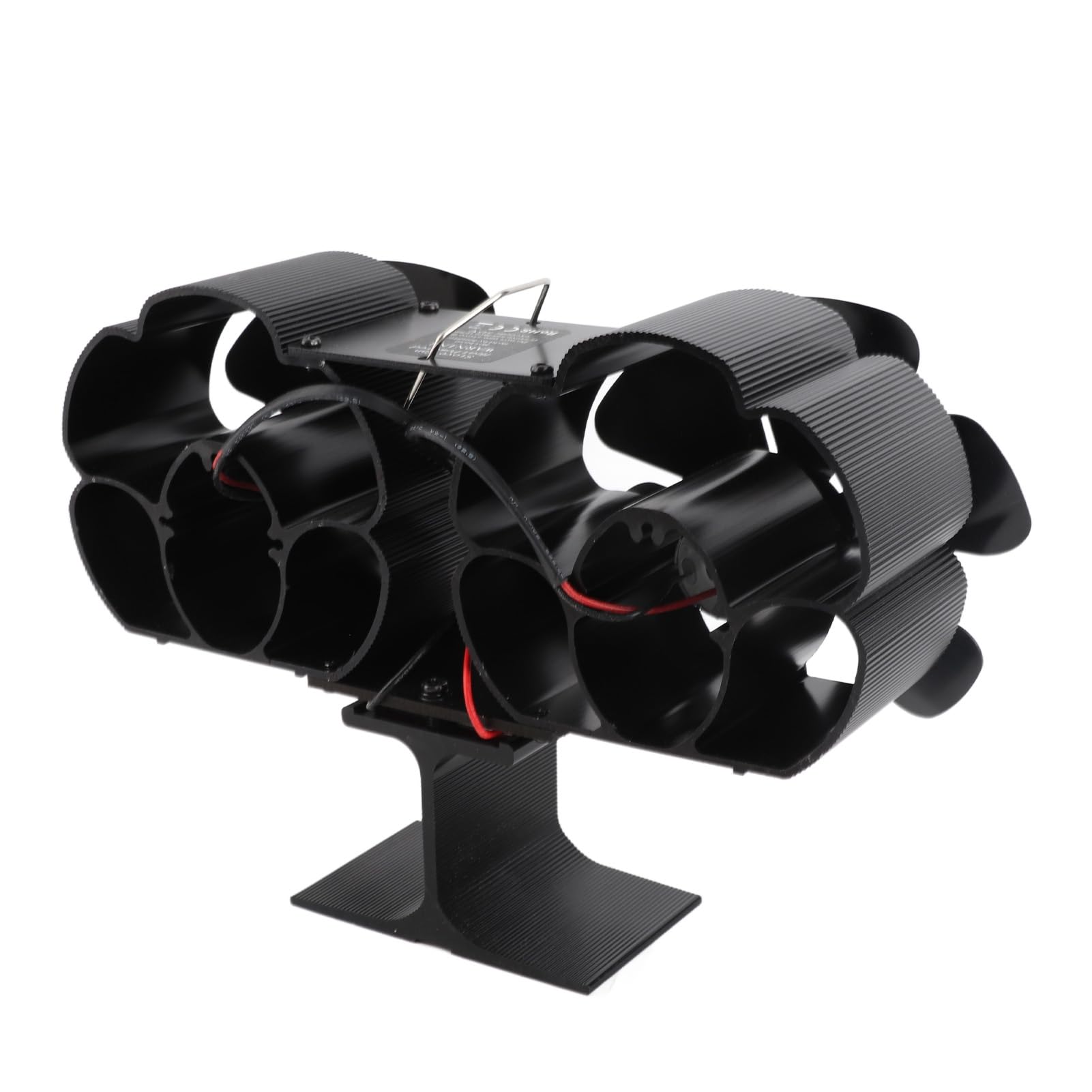 Ventilatore per camino a doppia testa 6 pale Potenza termica Ventilatore per stufa nero Resistente alle alte temperature ambientale