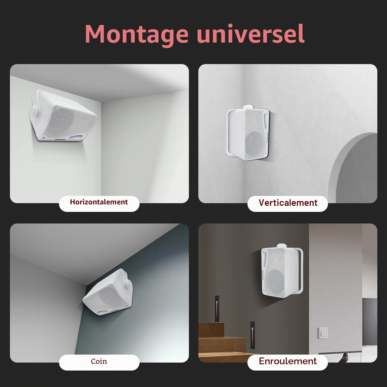 STUDIOFINIX Enceintes Bluetooth extérieures 3,5 Pouces étanches et filaires, Haut-parleurs muraux Haut de Gamme améliorés 3 Voies 200W, idéales pour terrasse, Patio, intérieur et extérieur (Blanc)